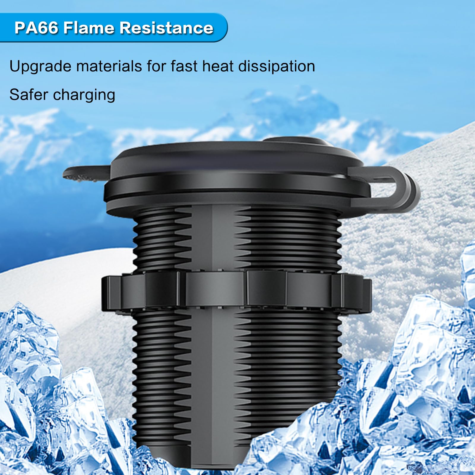 Iztor 12/24V Multifunctional 3-Hole Tent Panel Modification Socket Cigarette Lighter Socket+Usb Car Charger And Red Digital Voltmeter Combination For Cars Boats And Rvs