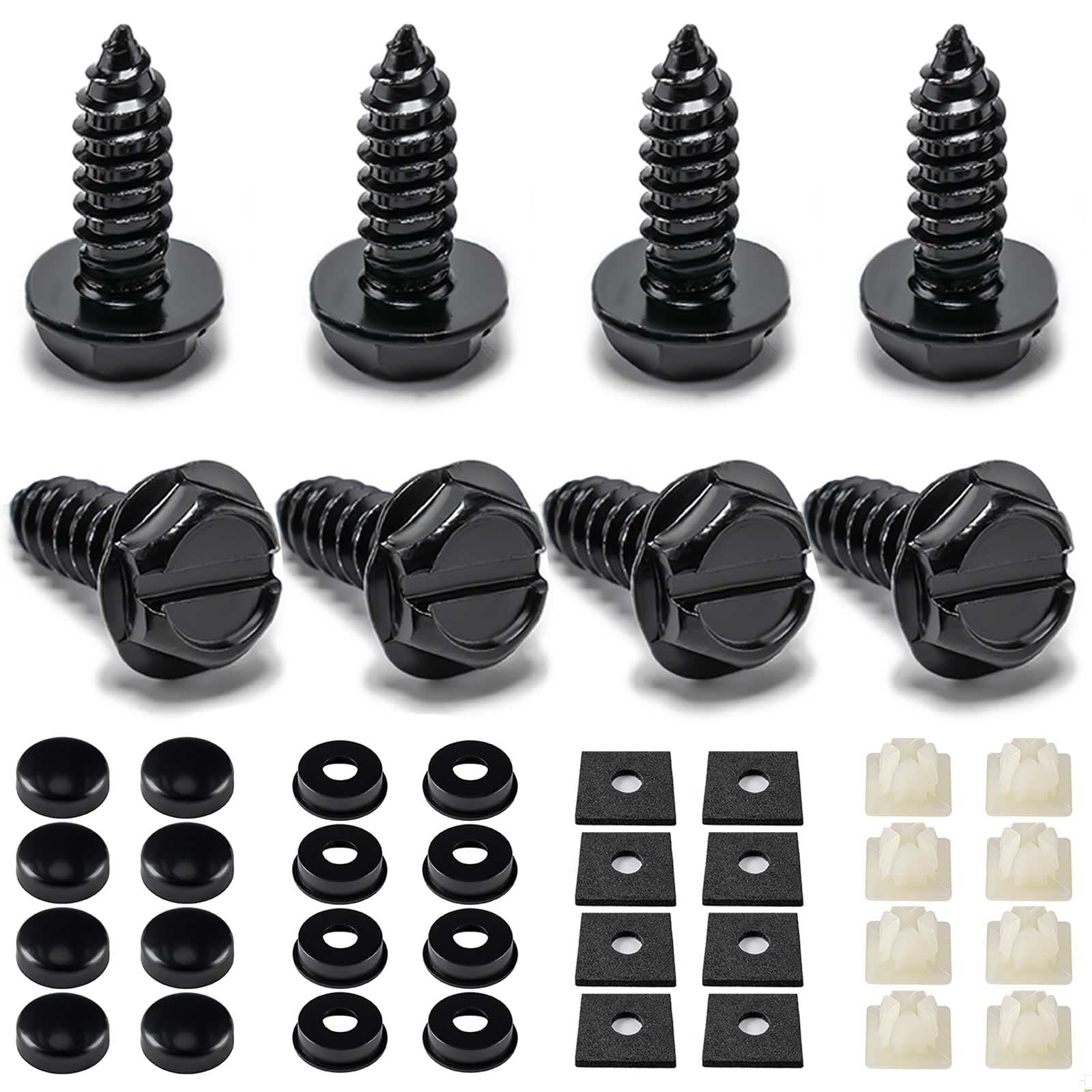 Hoewina License Plate Screw Kit, 8 Sets Stainless Anti Theft License Plate Screws, Anti-Rattle & Rust-Proof Bolts For Securing L