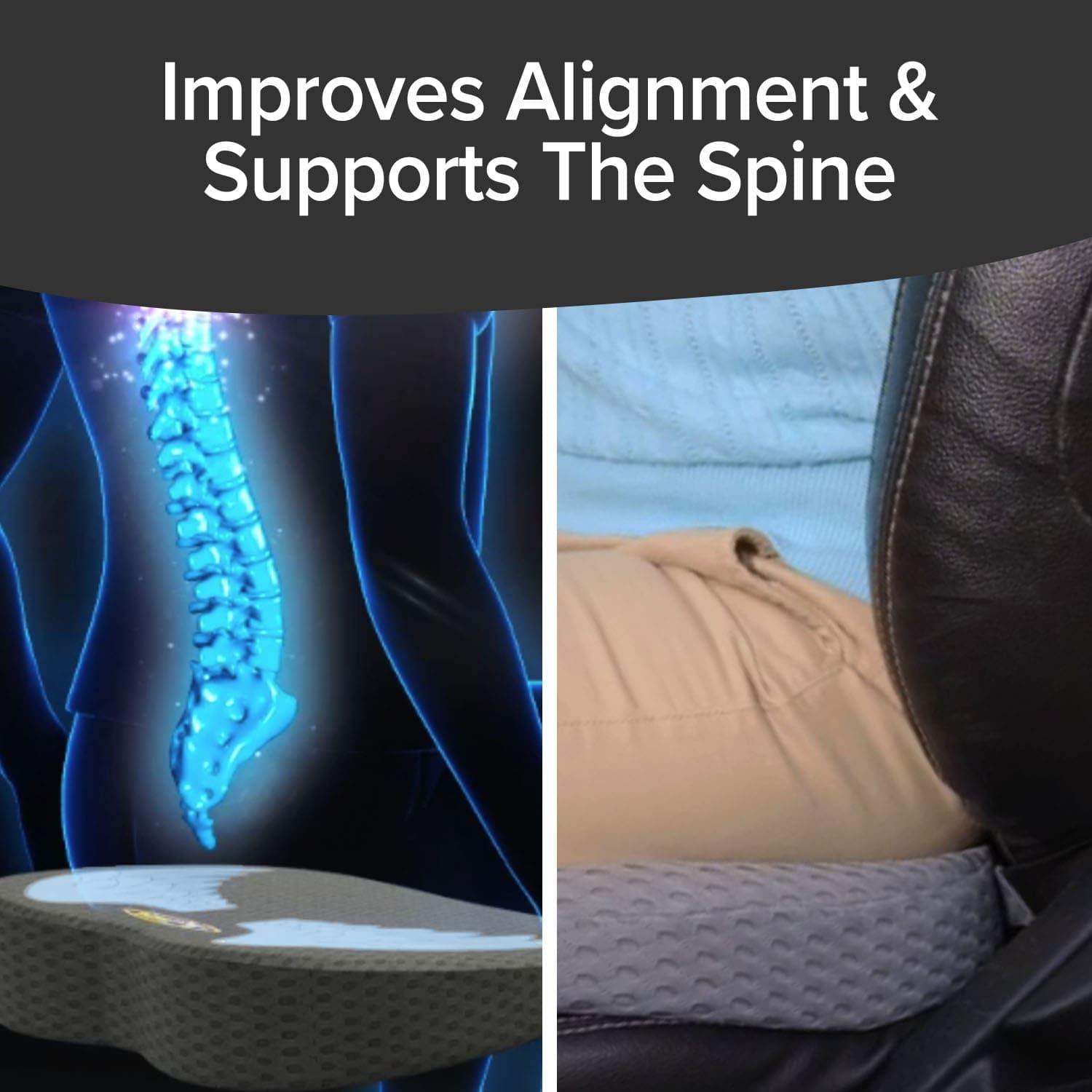 Angel Ride Blue Wing Auto Cushion W/Memory Foam, As-Seen-On-Tv, Advanced Lumbar Helps Relieve Pressure Points, Molds To Any Body