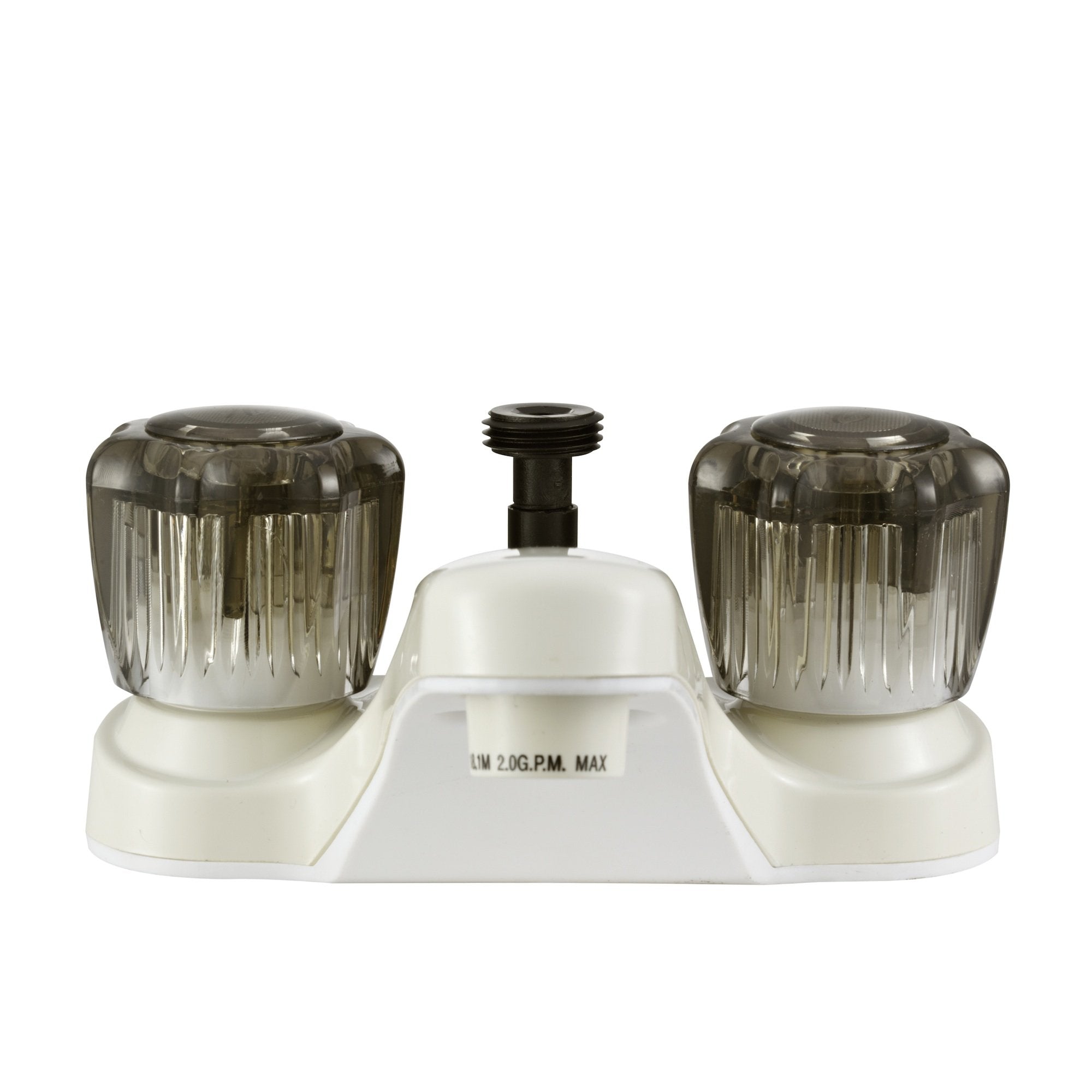 Dura Faucet Df-Pl720S-Bq Rv Bathroom Faucet With Smoked Acrylic Knobs And Shower Hose Diverter (Bisque Parchment)