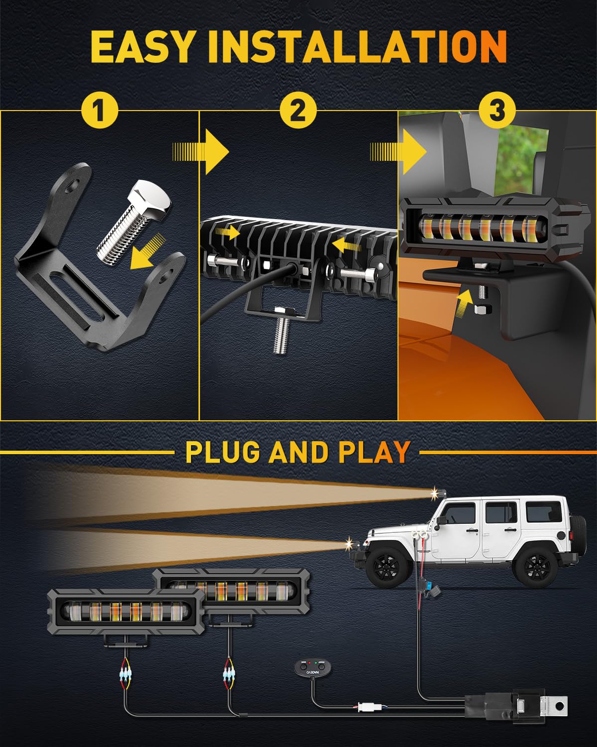 Naoevo 6In Led Light Bar, 50W 2300Lm Lens Spot Lights, Led Fog Lights - Led Offroad Lights For Trucks/Cars/Boat/Atv/Utv, 2 Pcs (