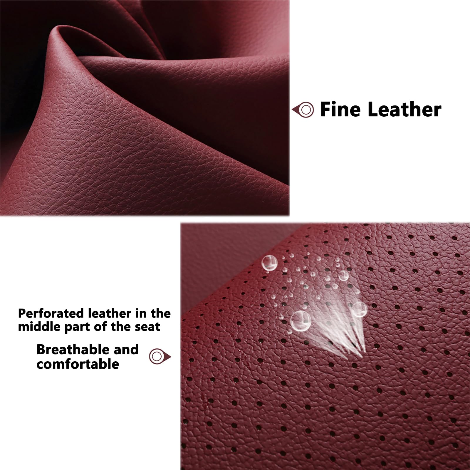 HKZ Custom Fit Leather Seat Covers for Toyota Camry 2012 2013 2014 2015 2016 2017 L LE XLE Gas Model Only - 5-Seats Full Set,Bur