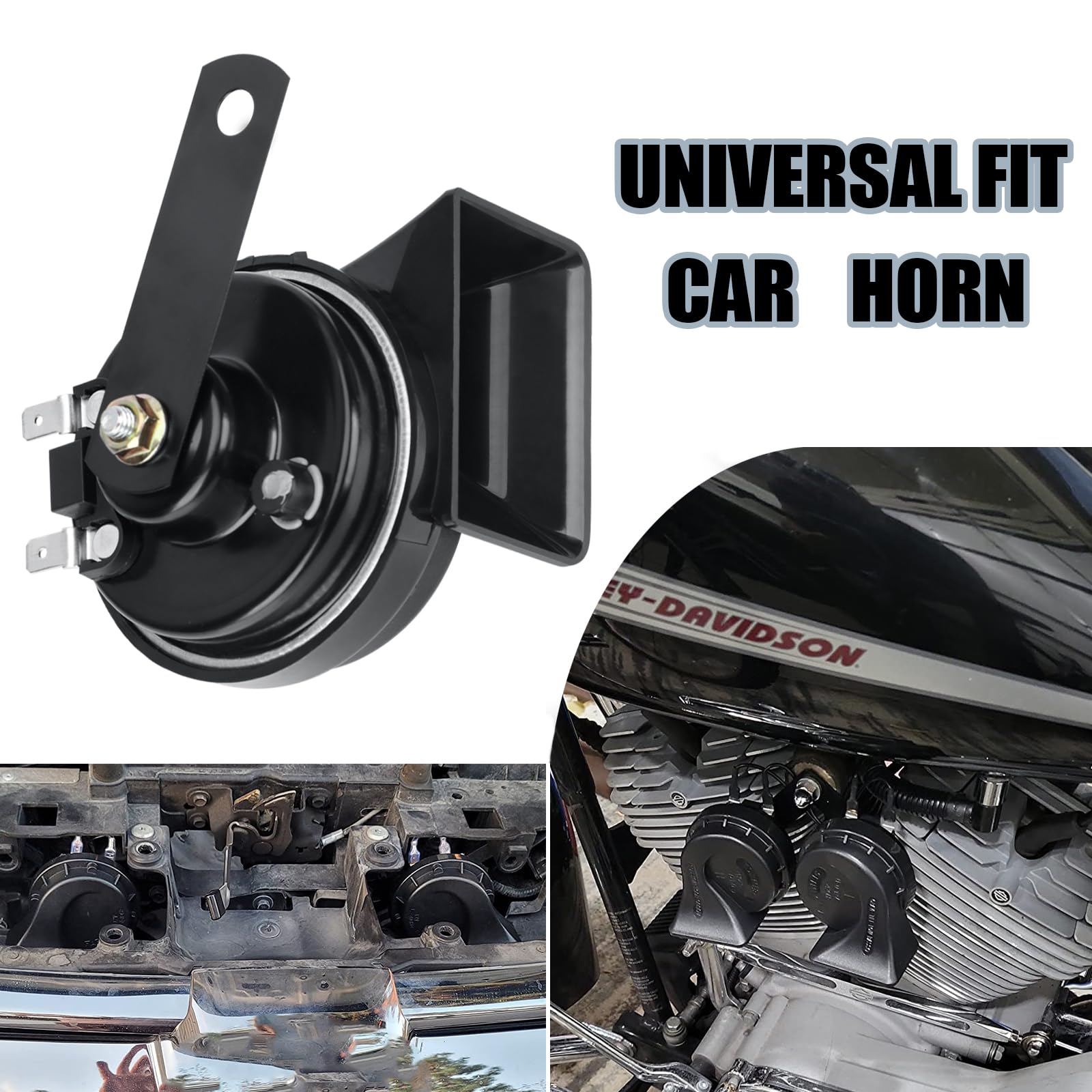 Car Single Horn Loud Waterproof 12V High Tone Snail Electric Horn For Motorcycle Pickup Rv Suv Mpv Van Electric Scooter. (Black Low)