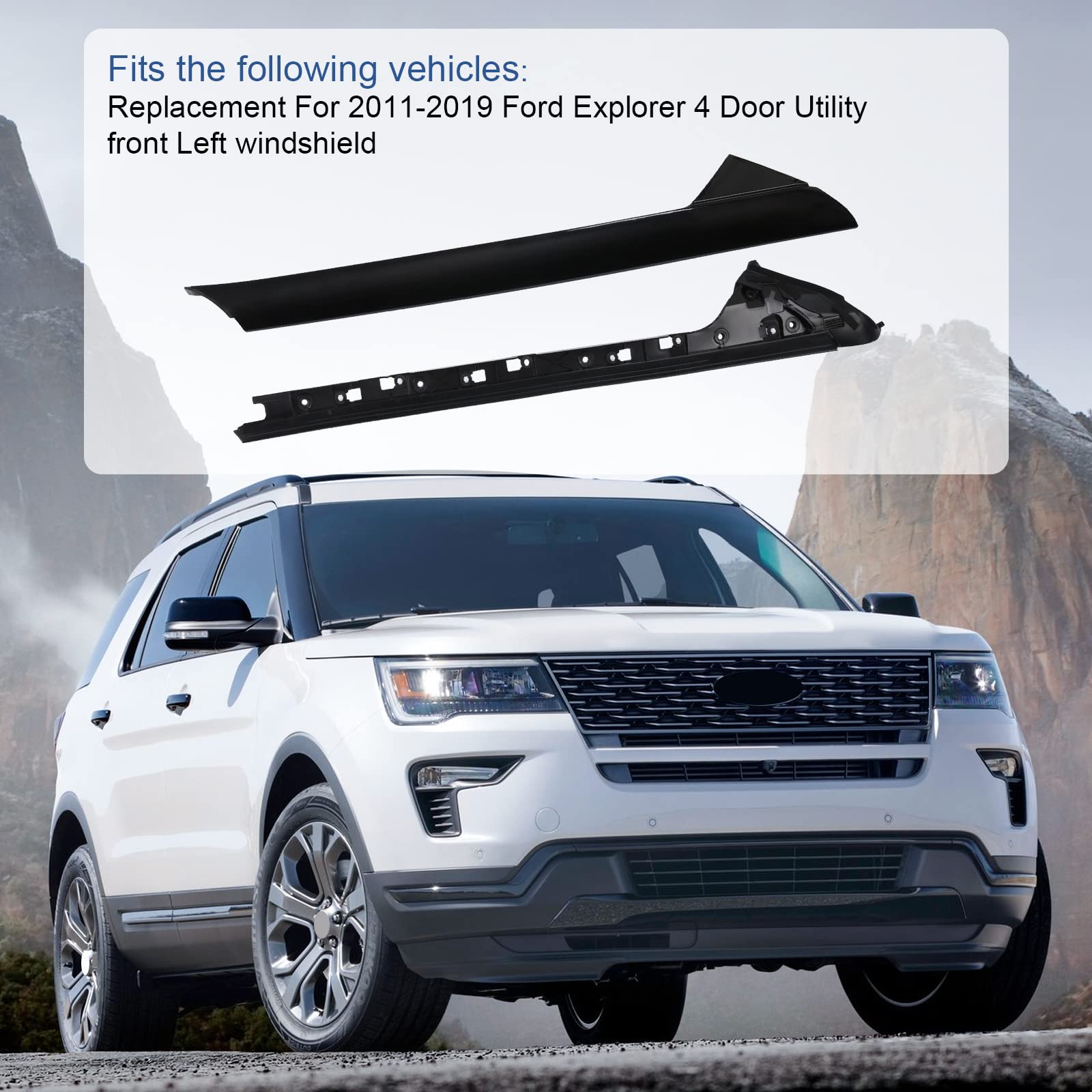 Carmocar A-Pillar Front Molding Windshield Trim Left Outer & Inner Replacement For 2011-2019 Ford Explorer 926-450 Bb5Z7803136Aa