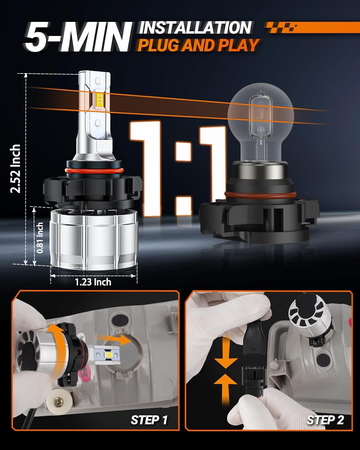 Sealight 5202 Led Fog Light Bulbs, 600% Brightness 5201 Ps19W Ps24W Fog Lights Led Or Drl Replacement, 6500K Cool White, 4.0 Upg