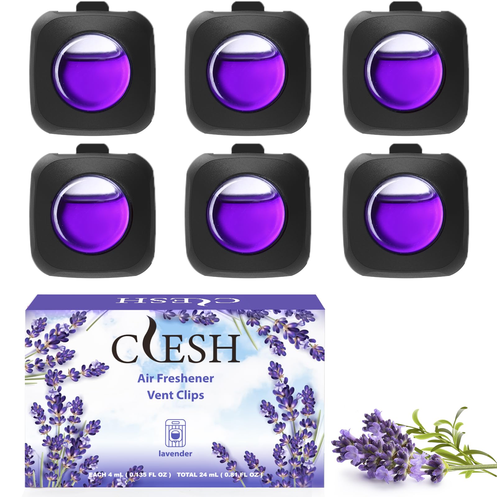 Car Air Fresheners, 6 Pack, Lavender Embrace, Car Fresheners Vent Clips, Long Lasting Air Freshener For Car, Car Refresher For M