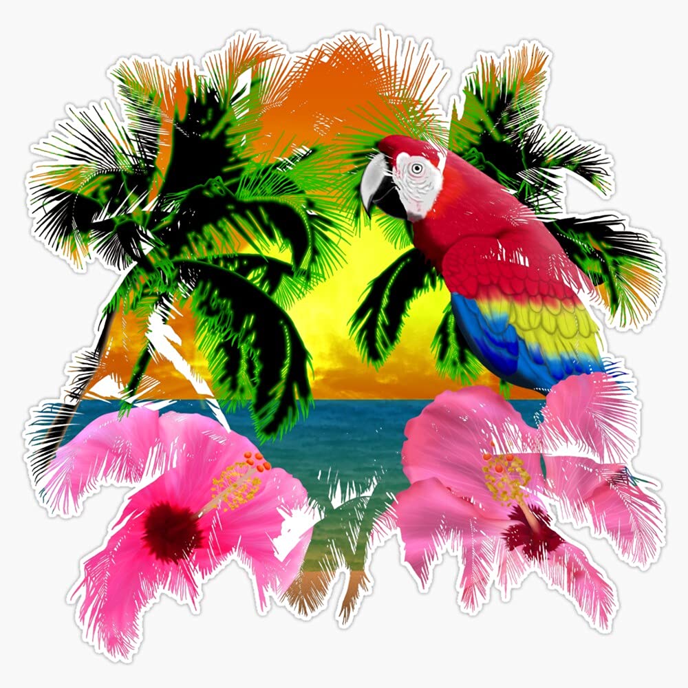 Palm Trees And Island Sunsets Vinyl Sticker Waterproof Bumper Sticker Laptop Window Decal 5