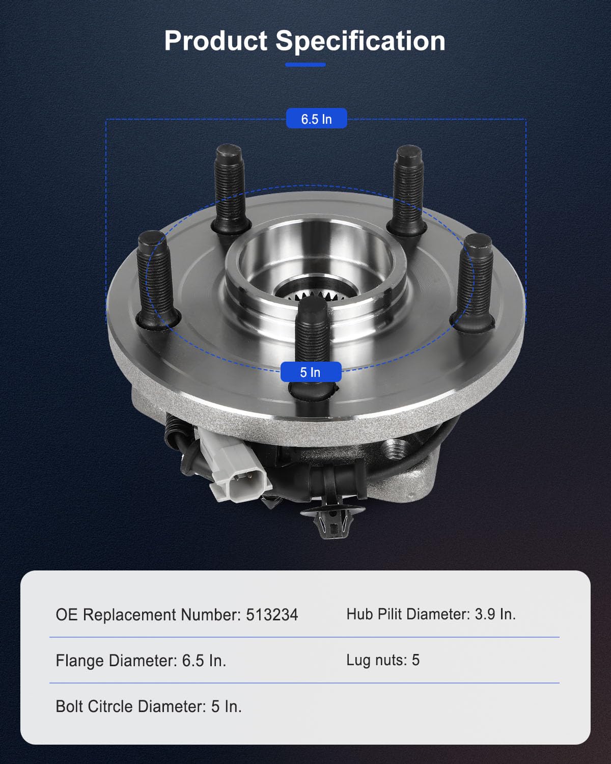 ECCPP Replacement For Pair of 2 New Complete Front Wheel Hub Bearing Assembly 5 Lugs w/ABS fit For Jeep Grand For Cherokee Comma