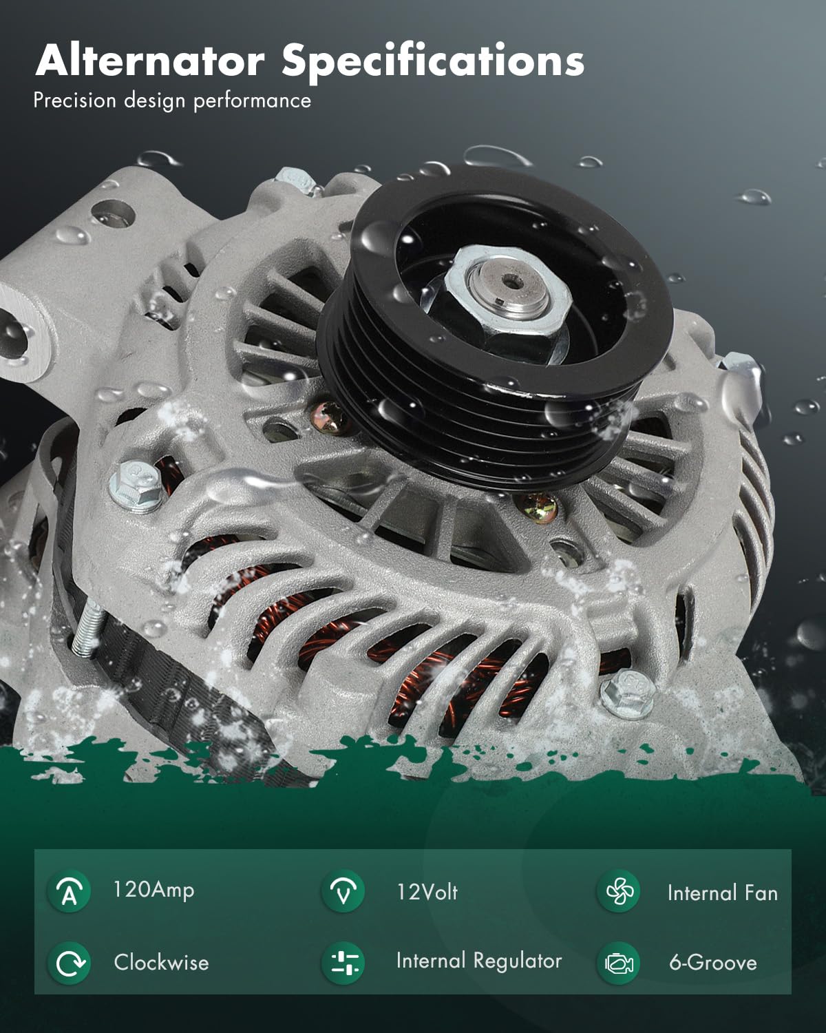 SCITOO Alternator Fit for Mitsubishi for Outlander 2007-2015 3.0L - 12V 120Amp CW 6-Groove Pulley, Replace OE 11317 AL4086X A-80