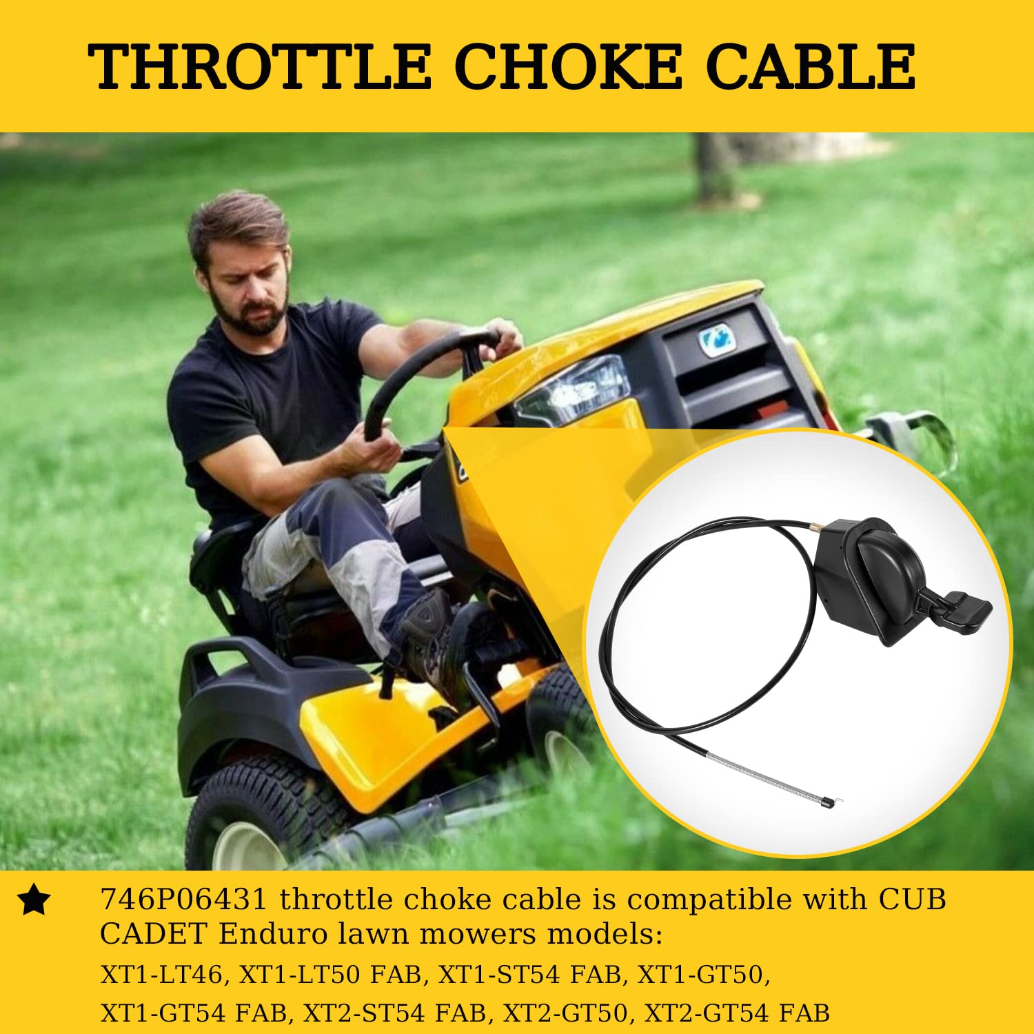 Ussuray 746P06431 Throttle/Choke Cable Replacement For Cub Cadet Xt1 Xt2 Slx54 Gx54 Gx50 St54 Lawn Mowers 746-06431