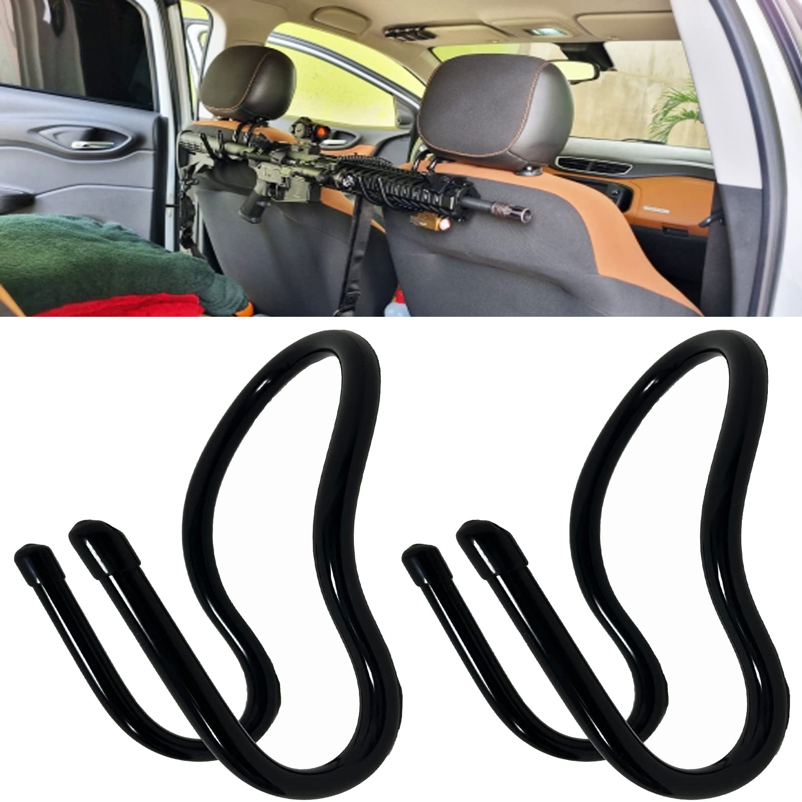 2 Pack Seat Back Gun Rack Bow Rack Holder Gun Holder Gun Sling Organizer For Truck, Car To Hold Rifles - No Installation Tools R