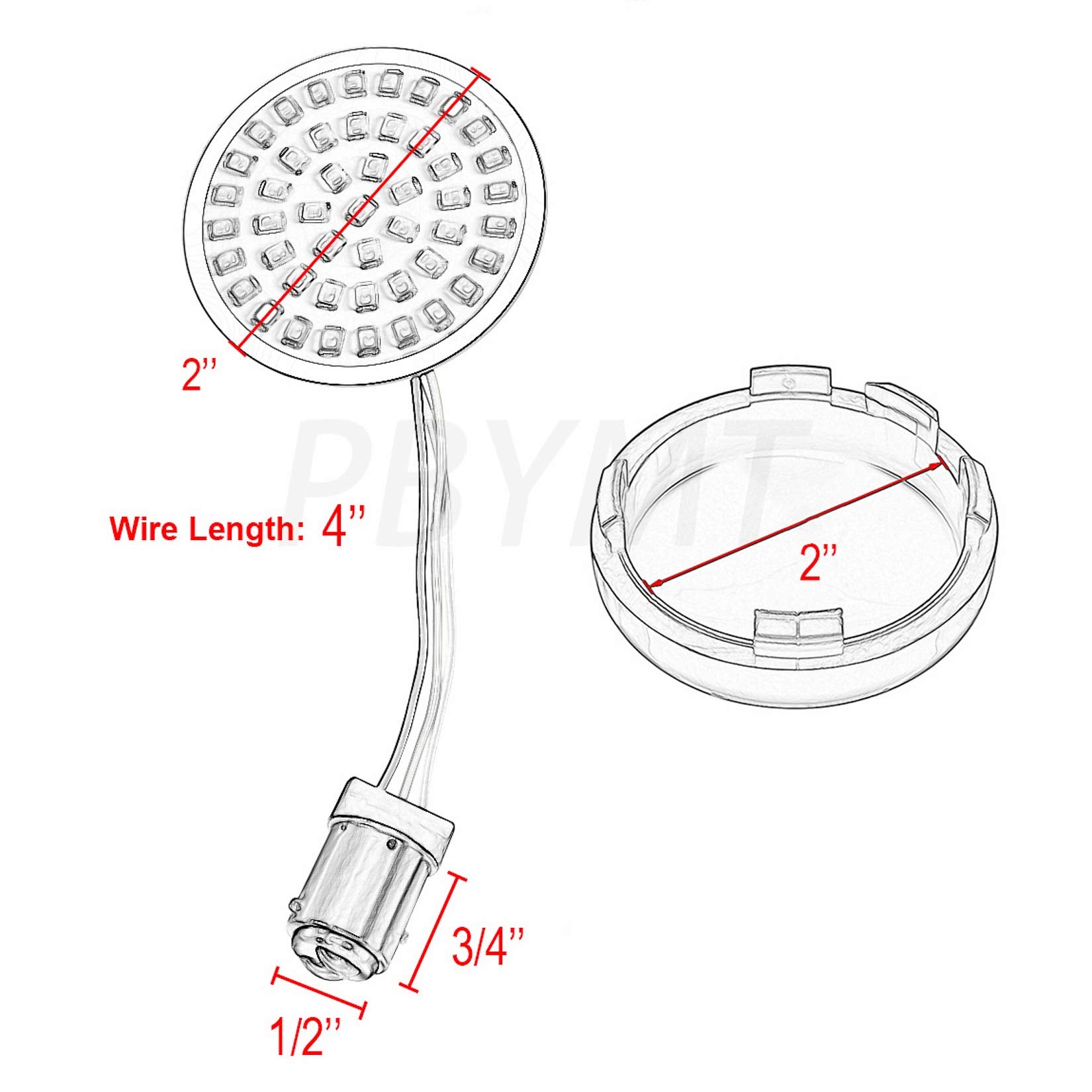 PBYMT 1157 LED Front Turn Signal Light 2'' Bullet Smoke Lens Cover Kit Compatible for Harley Davidson Dyna Softail Touring Road