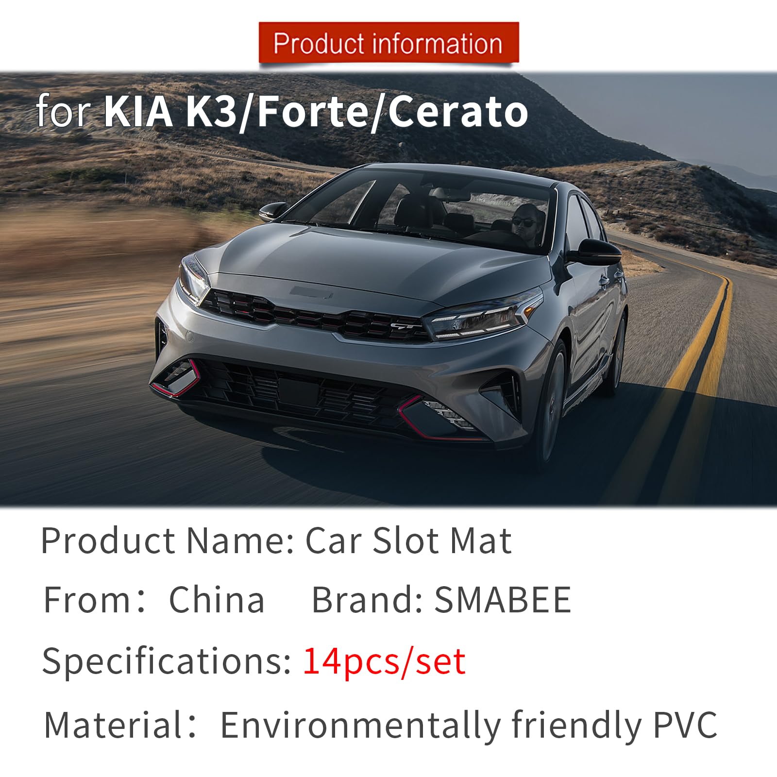 Center Console Liner Compatible With Kia Forte Gt/Gt-Line 2022 2023 2024 Center Console Liner Cup Holders Non-Slip Pad Inserts Accessories (White)