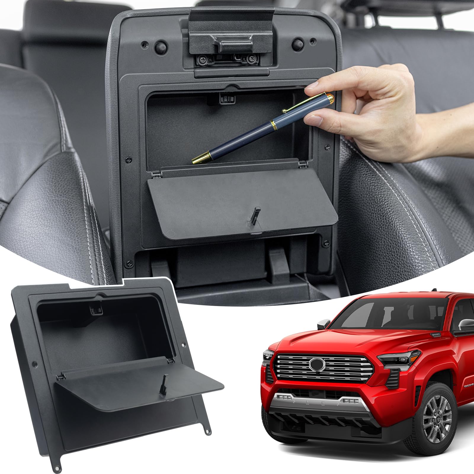 Jkcover Center Console Hidden Box Organizer Compatible With 2024 2025 Toyota Tacoma Accessories Armrest Secret Compartment Press