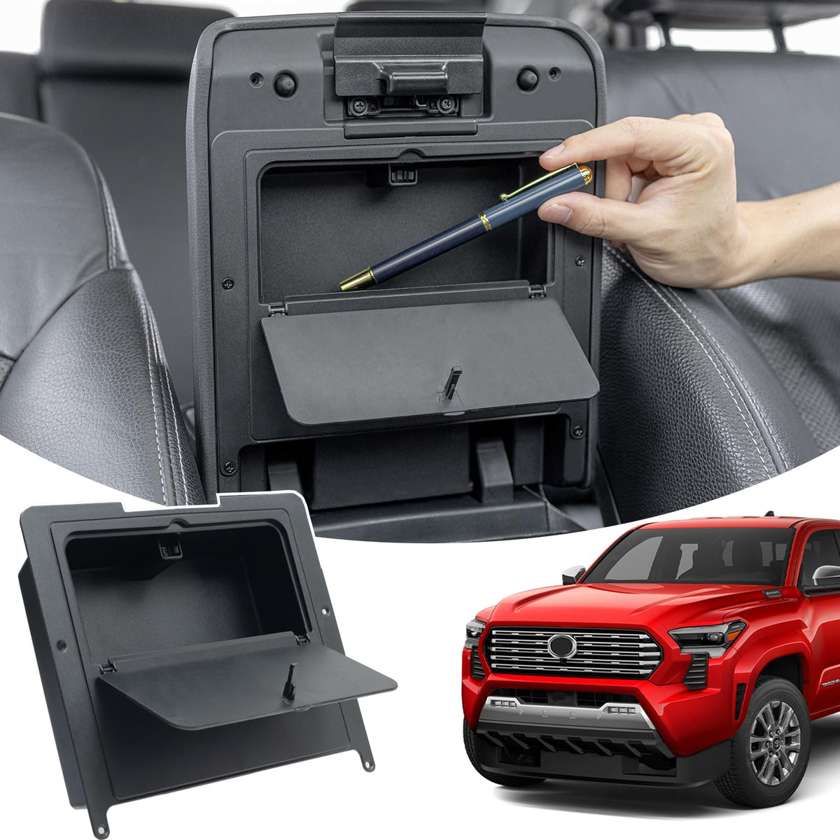 Jkcover Center Console Hidden Box Organizer Compatible With 2024 2025 Toyota Tacoma Accessories Armrest Secret Compartment Press