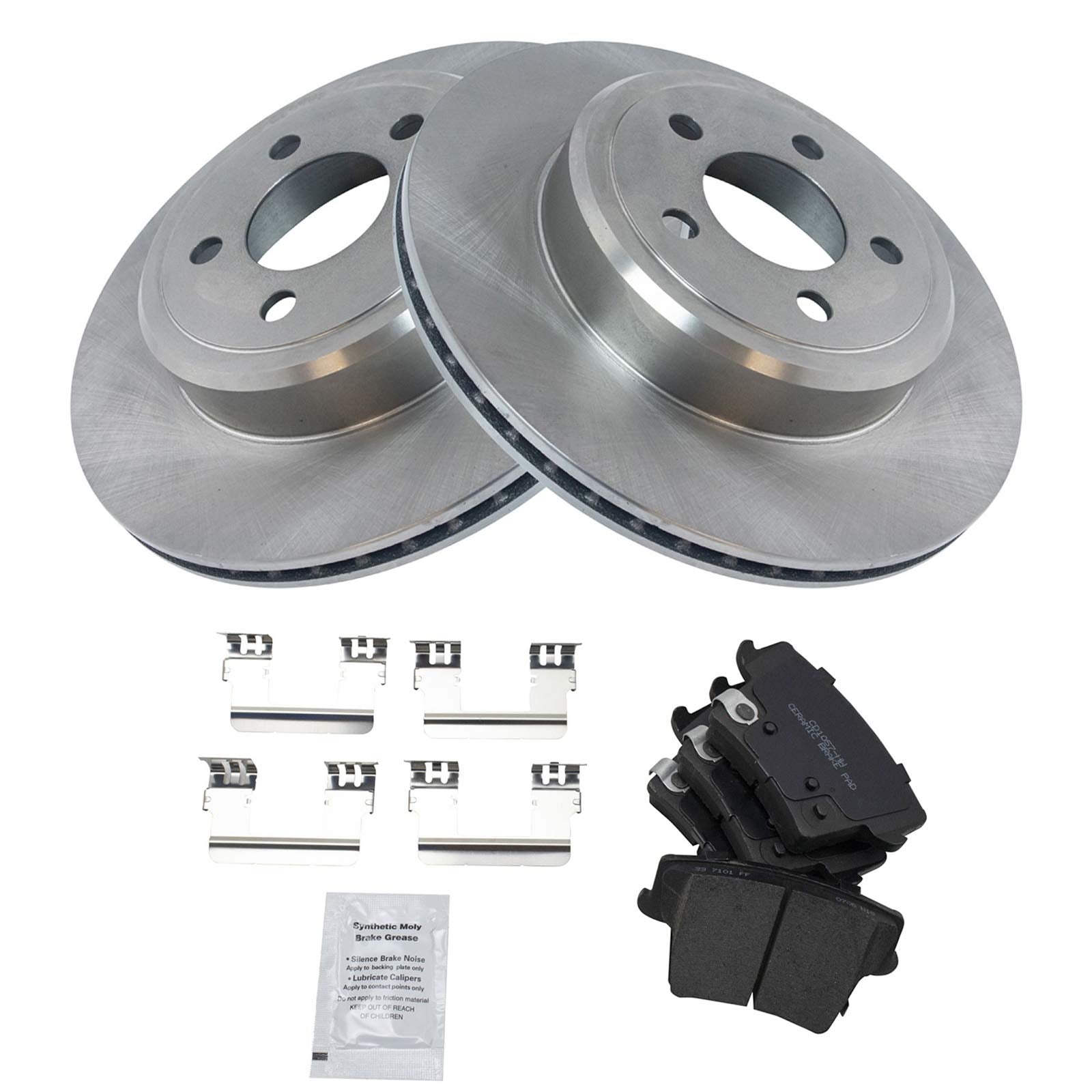 TRQ Rear Brake Pad & Rotor Kit Brake Pads Brake Rotor Ceramic Compatible with 2005-2021 Chrysler 300 2009-2021 Dodge Challenger 