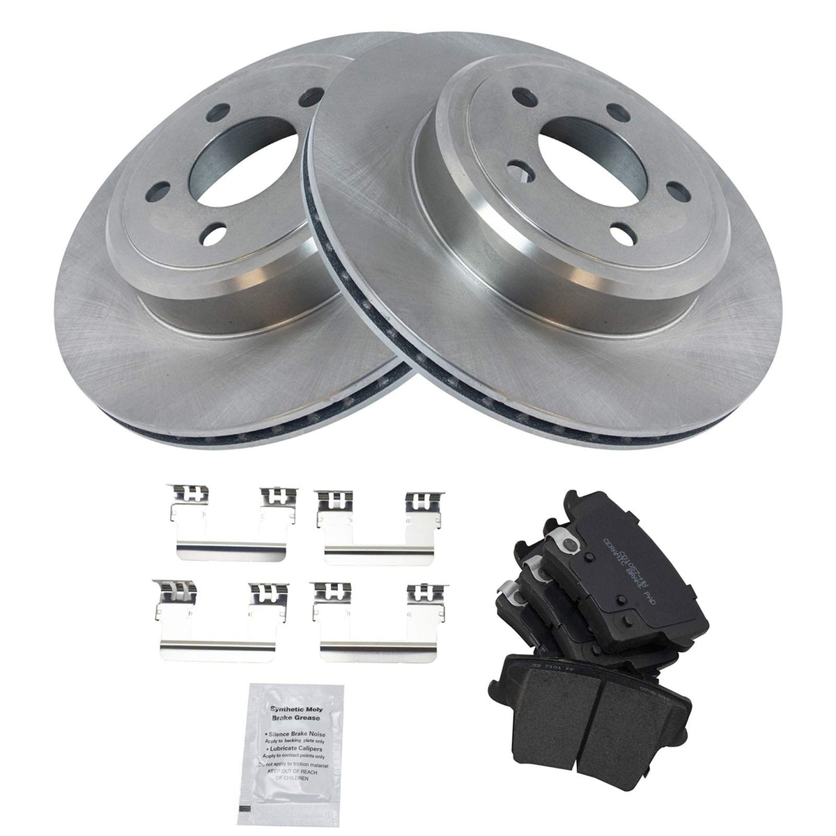 TRQ Rear Brake Pad & Rotor Kit Brake Pads Brake Rotor Ceramic Compatible with 2005-2021 Chrysler 300 2009-2021 Dodge Challenger 