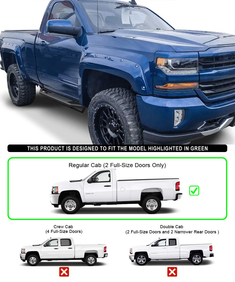 Aps Off-Road 6.5In Side Armor Stainless Steel Running Boards Compatible With Chevy Silverado Gmc Sierra 2007-2018 Regular Cab &