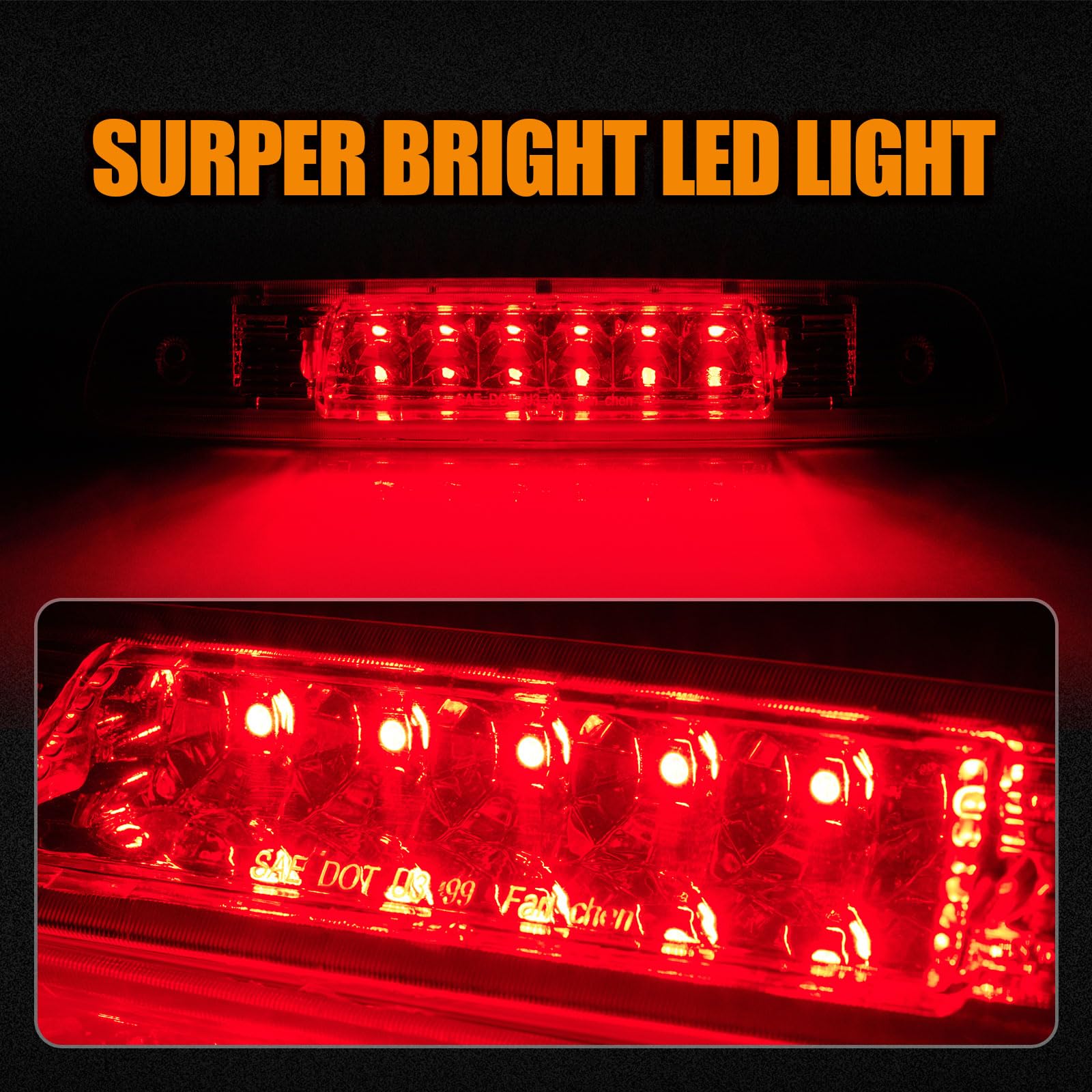 Cxdar Third 3Rd Brake Light Led For 2001 2002 2003 Toyota Highlander, High Mount Rear Brake Lights Assembly For 02 03 Highlander