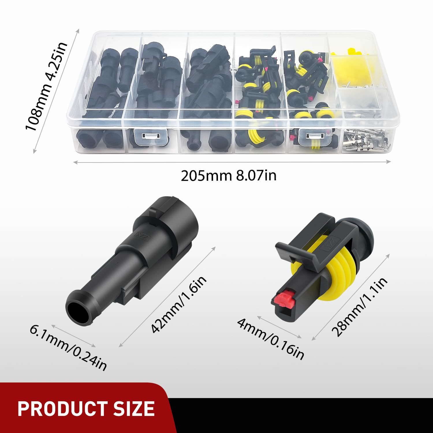 Nilight 120Pcs 1 Pin Electrical Connector Plug Male Female Terminal Wire Connectors Waterproof One Way Automotive Connect Set Fo