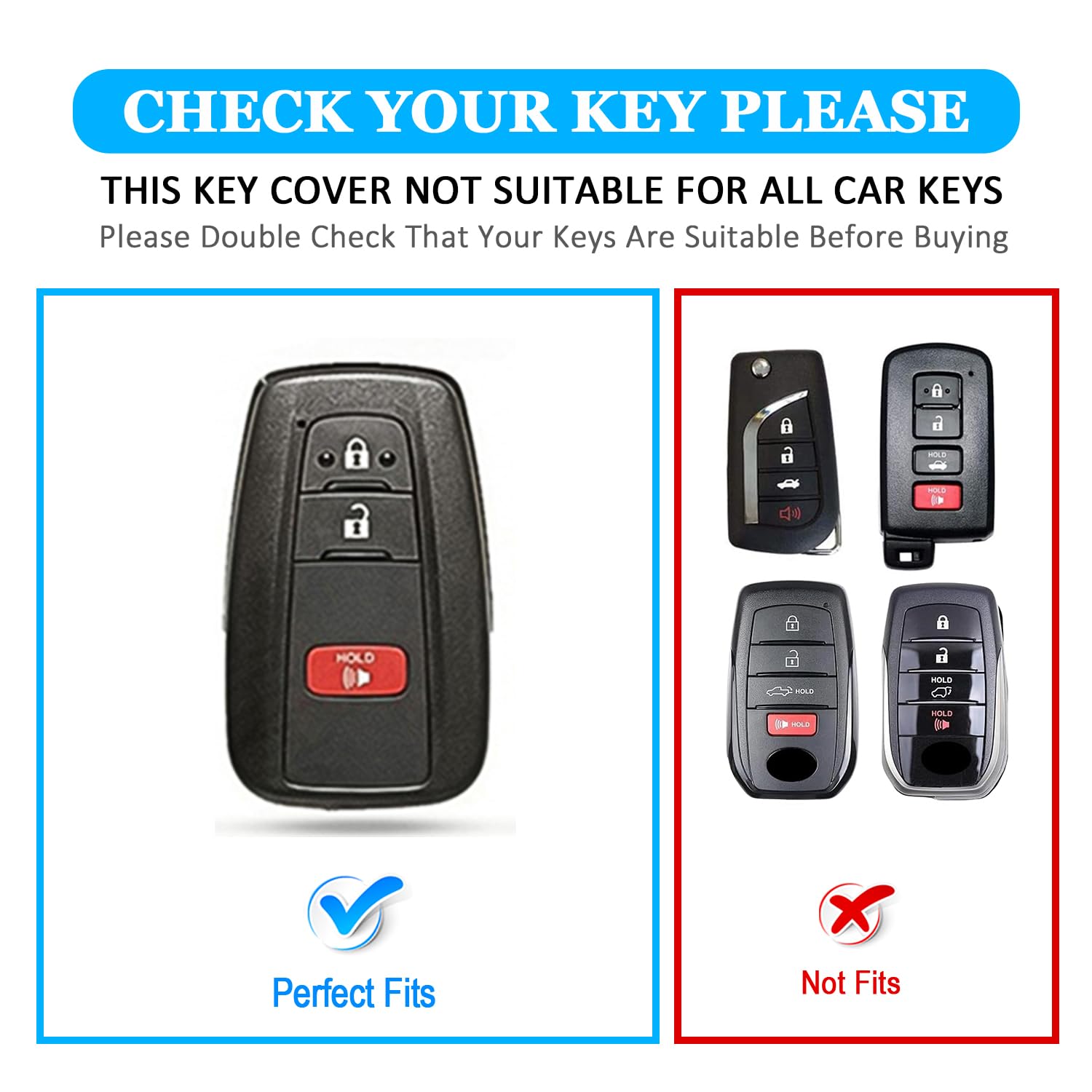 Mild East For Toyota 4Runner Key Fob Cover With Keychain, Soft Tpu Full Protection Key Case Shell Compatible With 2016-2024 Rav4