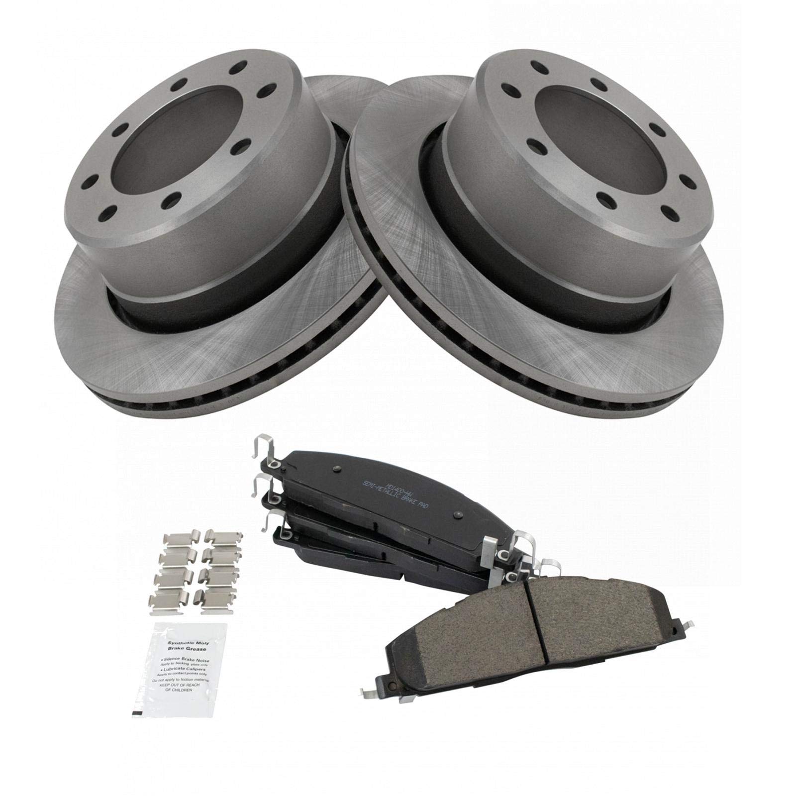 Trq Rear Brake Pad & Rotor Kit Brake Pads Brake Rotor Semi-Metallic Compatible With 2009-2010 Dodge Ram 2500 Ram 3500 2012 Ram 1