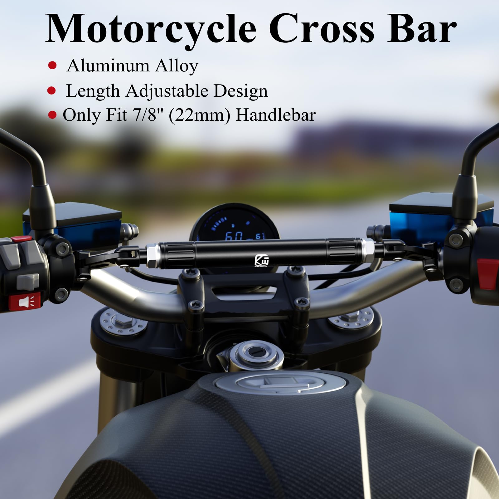 Brcovan Motorcycle Cross Bar, Aluminum Alloy, Length Adjustable, Motorcycle Handlebar Extender Extension, Motorcycle Balance Bar Reinforce Lever Fit For Handlebars 22Mm In Diameter