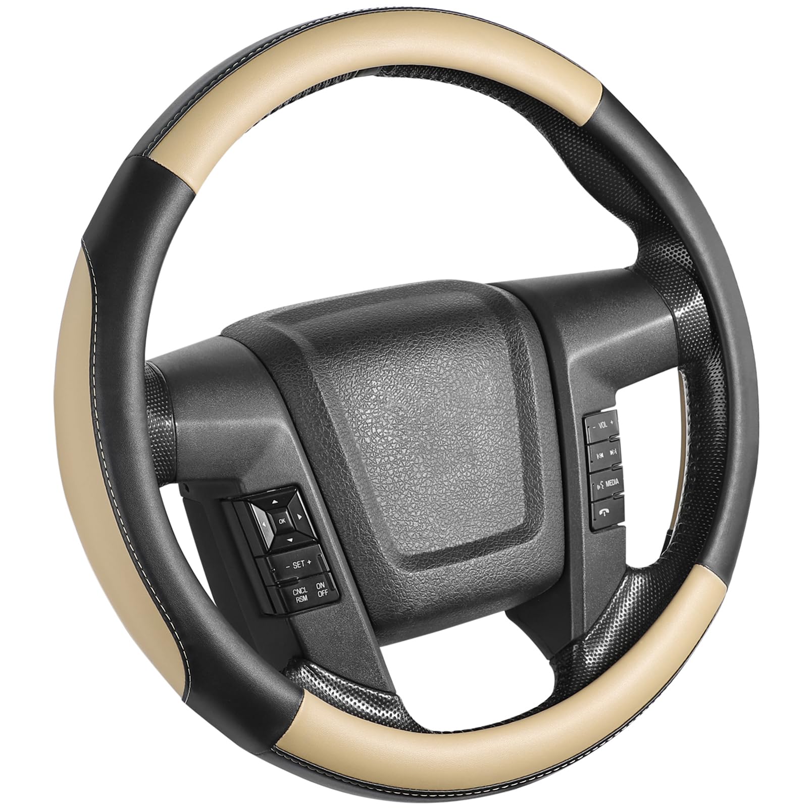 SEG Direct Car Steering Wheel Cover Large-Size for F150 F250 F350 Ram 4Runner Tacoma Tundra Range Rover Model S X with 15 1/2 in