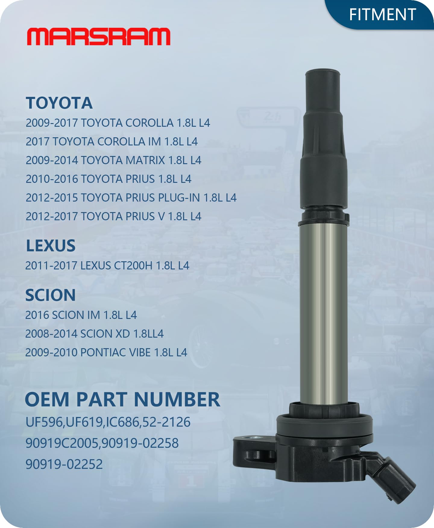 Marsram Ignition Coil UF596 Compatible with 1.8 L4 Toyota Corolla Matrix Prius Lexus CT200h Scion Pontiac 2009 2010 2011 2012 20