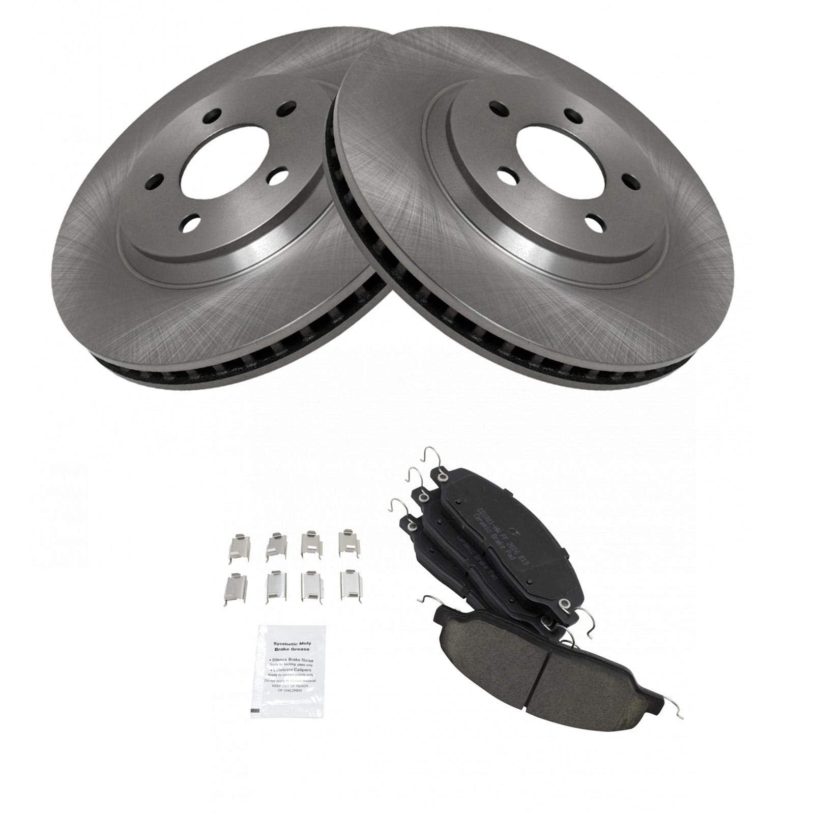 Trq Front Brake Pad & Rotor Kit Brake Pads Brake Rotor Ceramic Compatible With 2005-2014 Ford Mustang