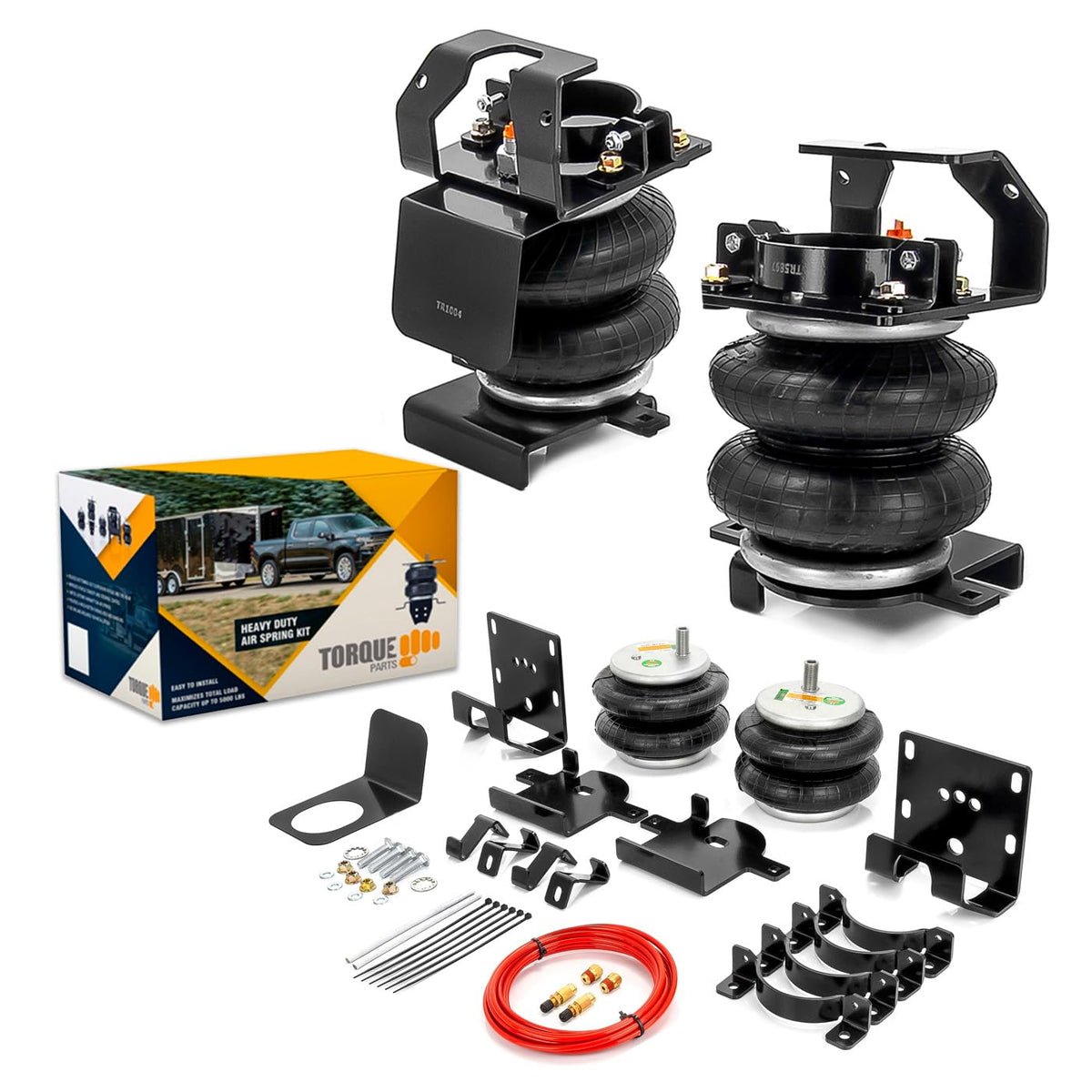Torque Airbag Air Bag Suspension Kit For 2011-2024 Chevrolet Chevy Silverado 2500 3500 Hd And Gmc Sierra 2500 3500 Hd 2500Hd 3500Hd Rear Air Bag 5000 Lbs (Replaces Firestone Ride Rite 2613) (Tr2613)