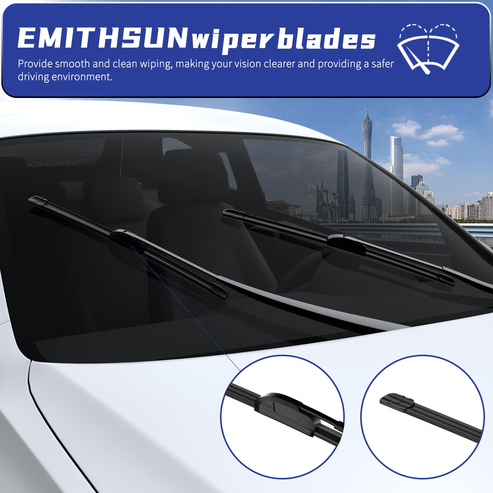 Emithsun Oem Quality 26' + 16' Premium All-Seasons Durable Stable And Quiet Windshield Wiper Blades(Set Of 2)