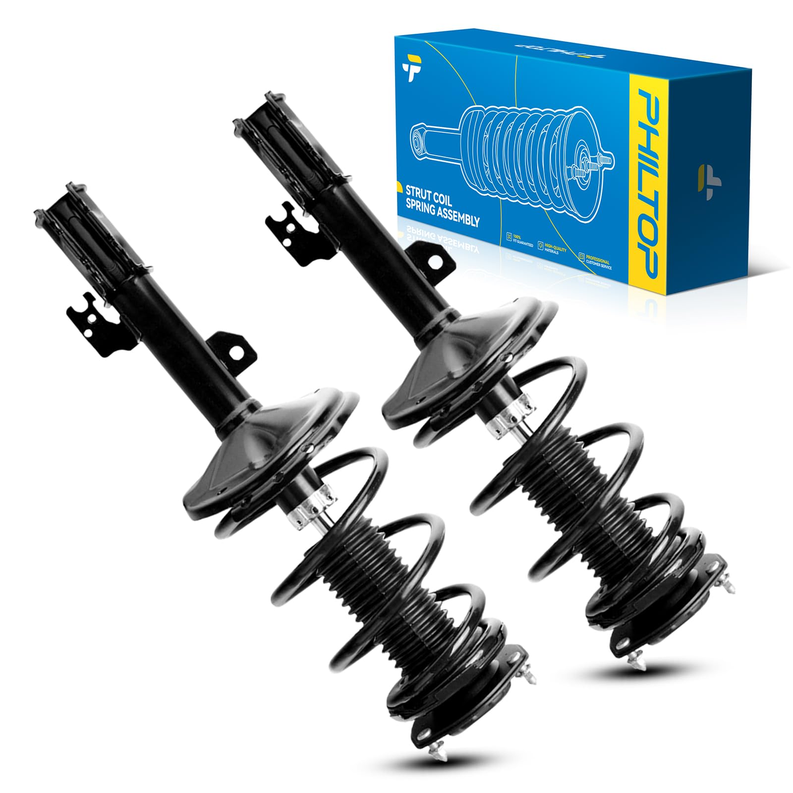 Philtop Complete Struts Shock Absorber Front Left Right Fits Highlander 2004 2005 2006 2007 272211, 272212 Struts With Coil Spri