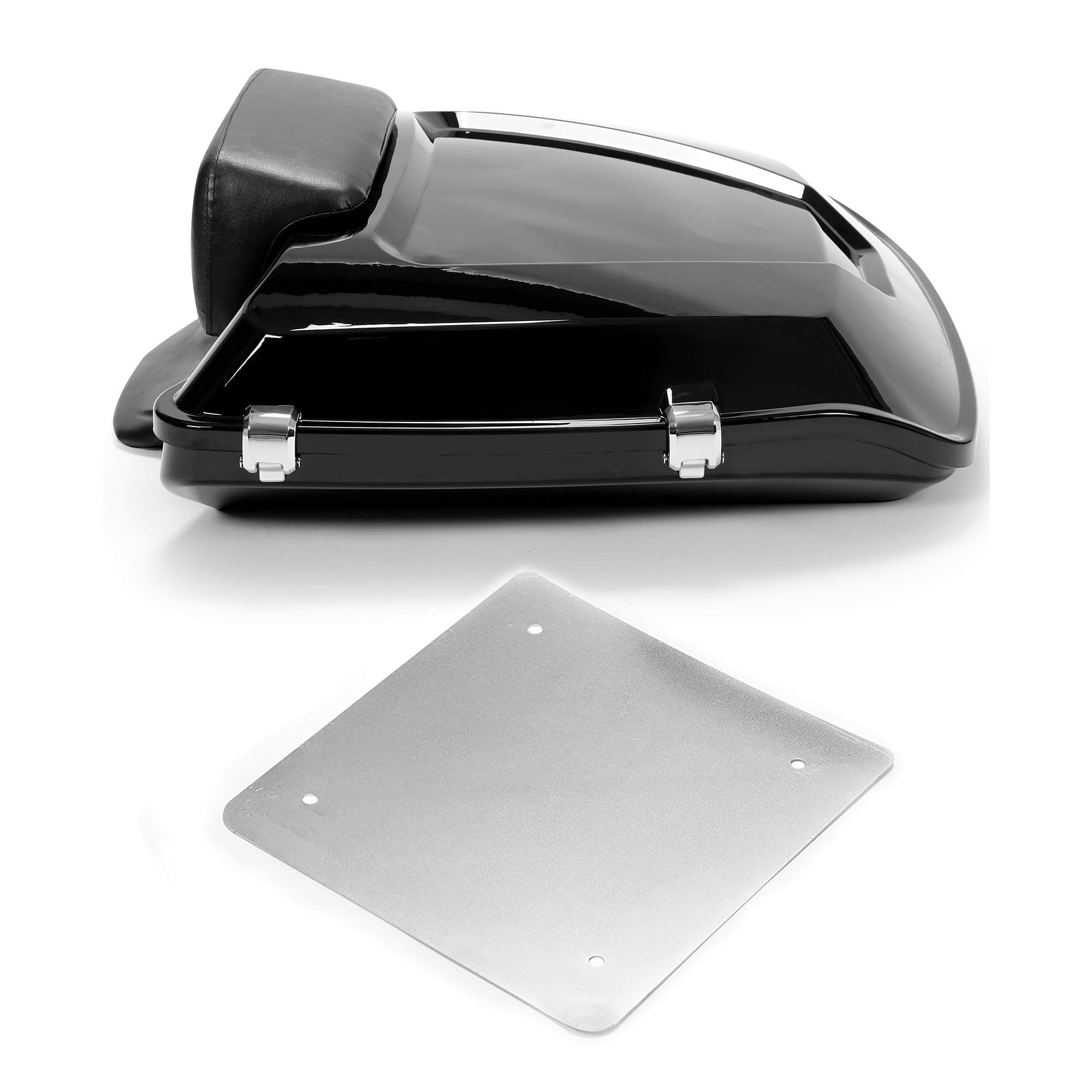 HECASA Razor Trunk w/Flat Backrest Compatible with 1997-2024 Harley Davidson Touring Road King, Road Electra Street Glide, CVO, 
