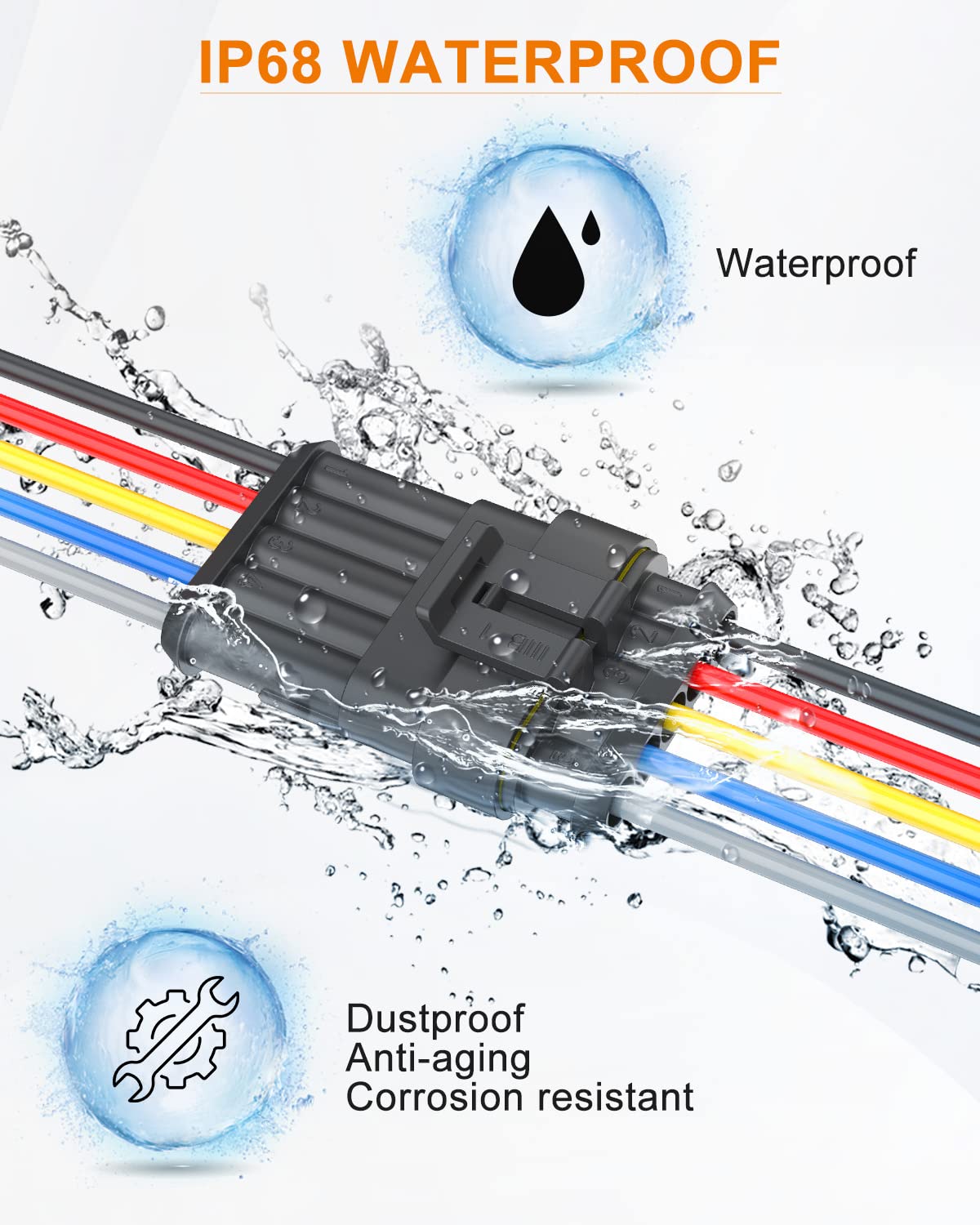 Naoevo 5 Pin Connector Waterproof,16 Awg 5 Wire Connectors, Automotive Electrical Connectors Male And Female Way With Heat Shrin