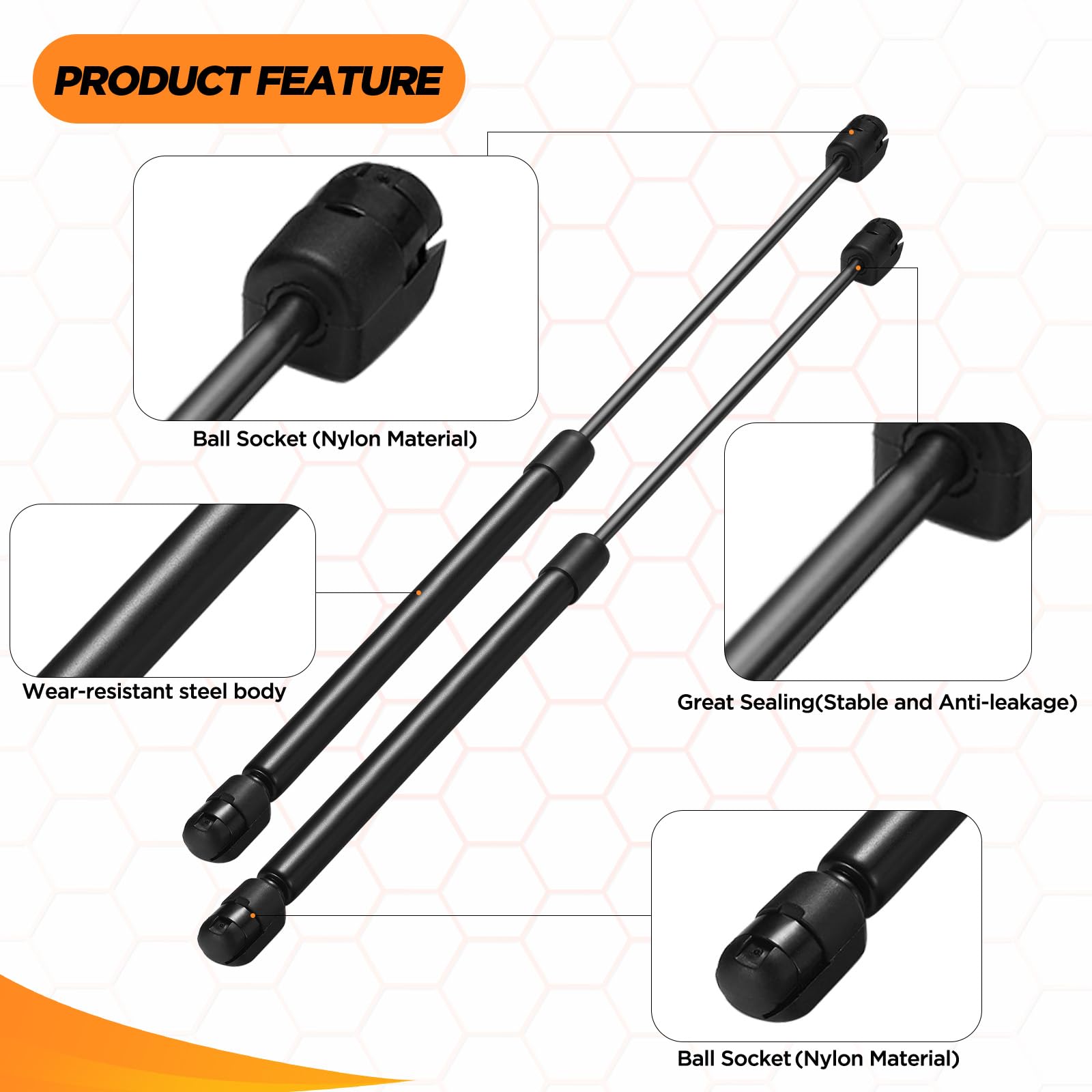 SYKRSS C16-06874 C1606874 17 '' Gas Strut 17 inch 40Lbs/178N Struts Shock Lift Support Gas Spring for Camper Shell Window,Trunk