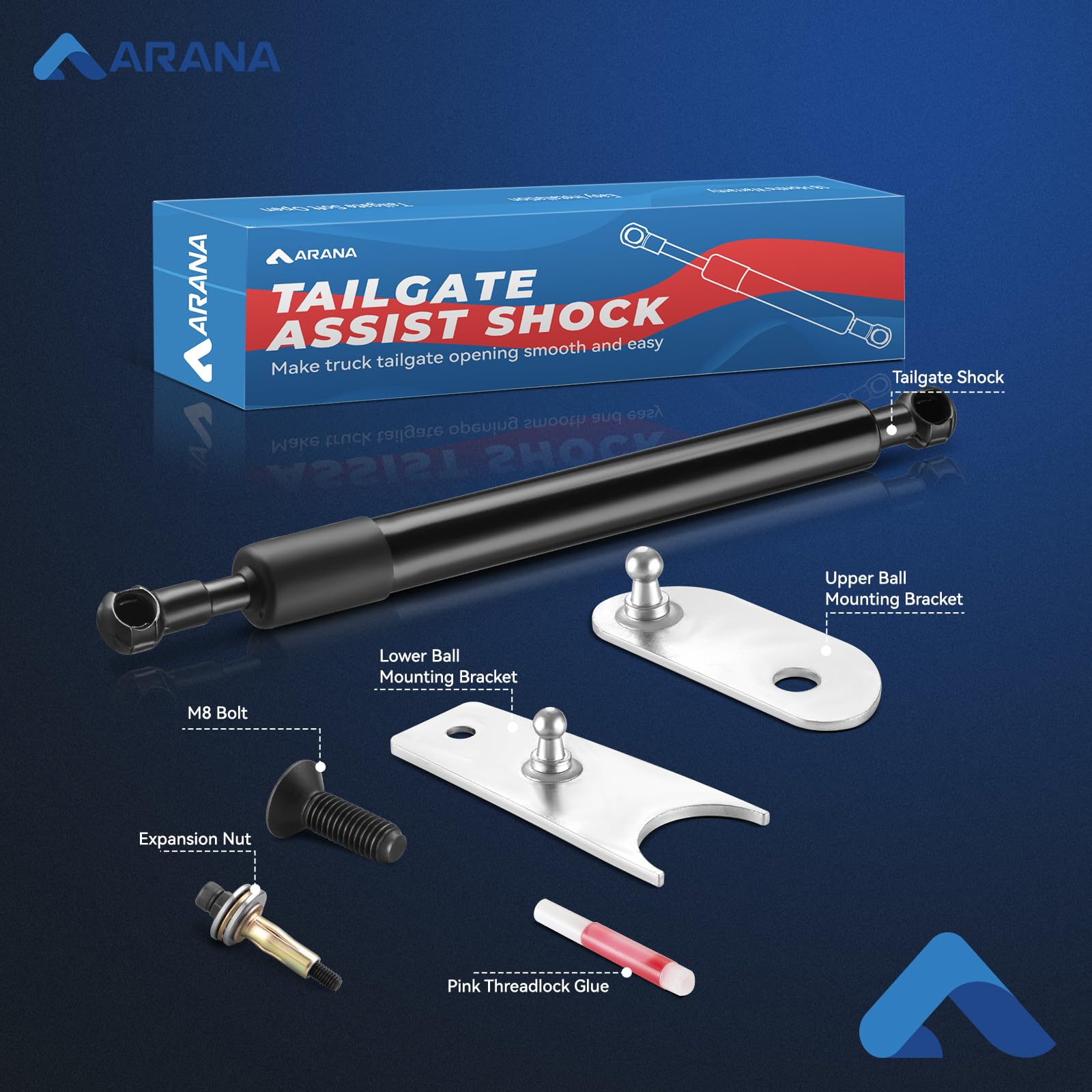 Arana Tailgate Assist Shock For 2007-2019 Chevy Silverado & Gmc Sierra 1500 2500 3500 Hd, Slow Drop Truck Tailgate Mods Damper K