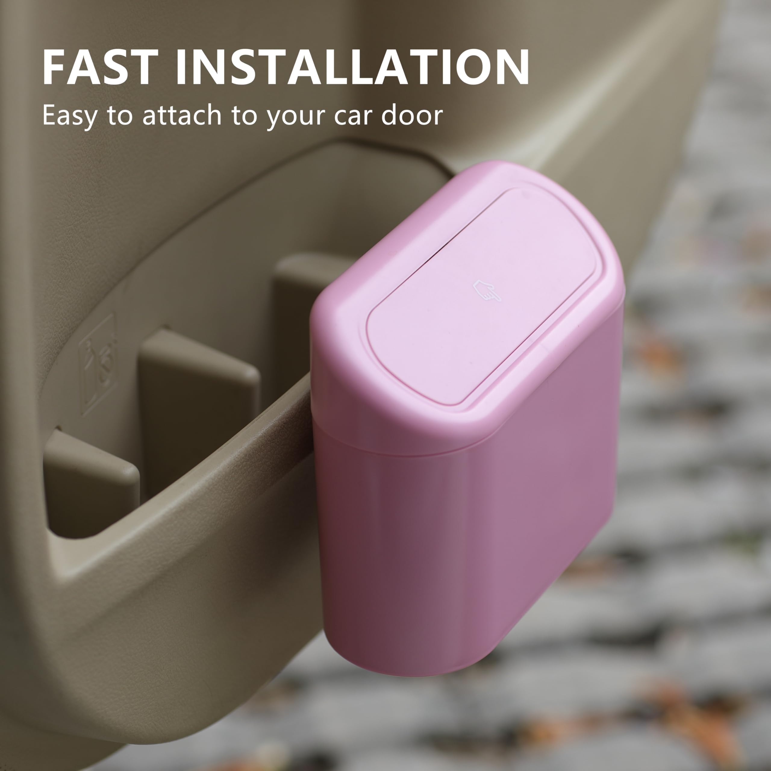 Ginsco 2 Pack Mini Car Trash Can With Lid, Small Car Garbage Can, Cute Leakproof Abs Trash Bin, Auto Accessories For Interior, G