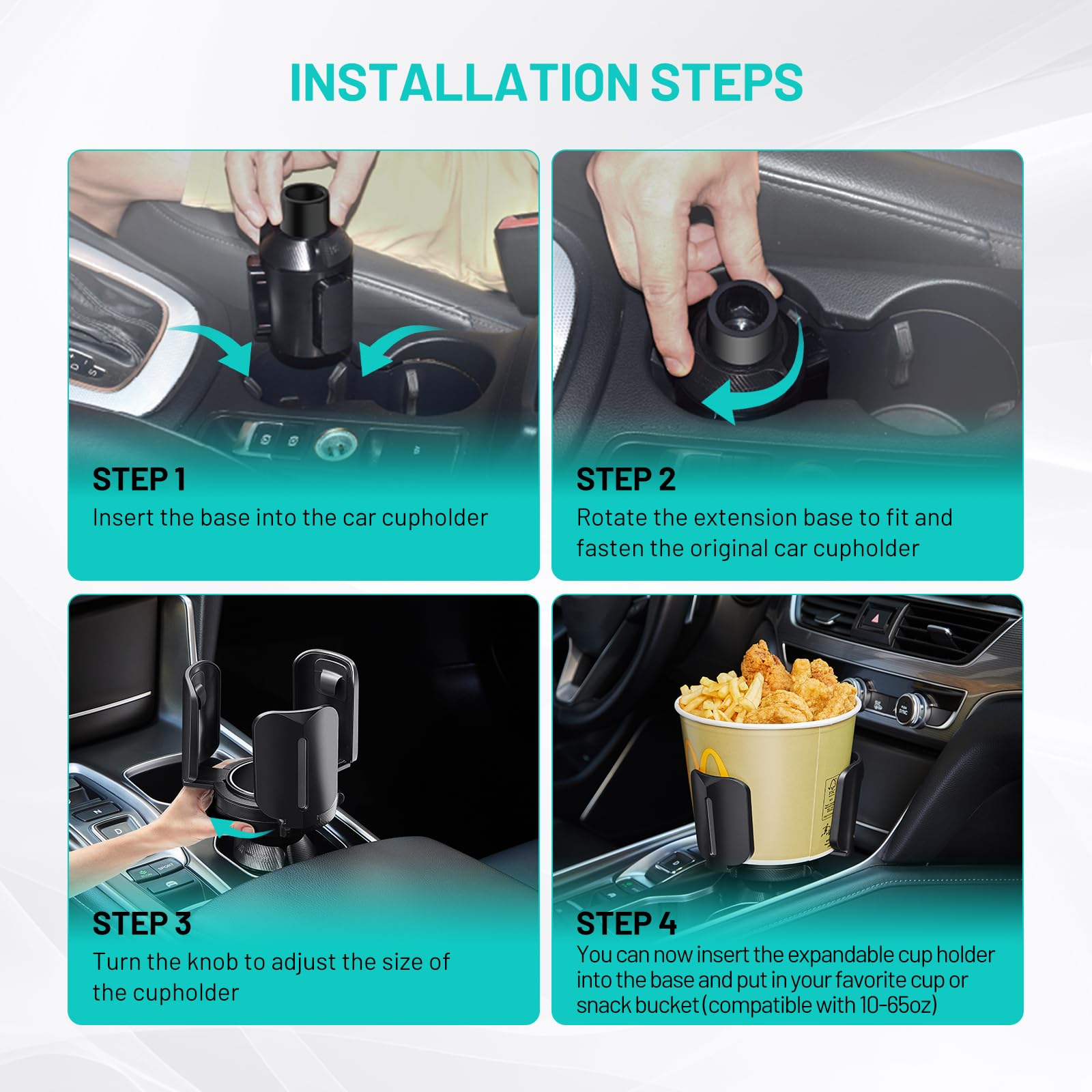 2 Pack Car Cup Holder Expander Adapter (Adjustable) This Hill All Purpose Cup Holder Expander For Car With Rubber Fits Less Than 5.51 Large Bottles & Mugs & Foods & Drinks