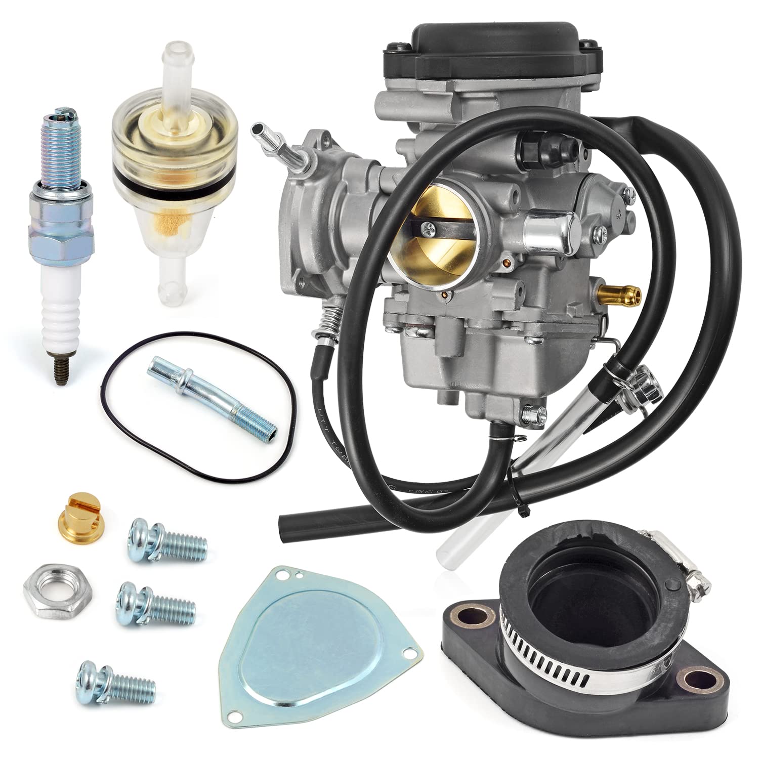 Moto1988 Carburetor Carb & Intake Manifold Boot For Yamaha 2007-2014 Grizzly 350 2004-2006 Bruin 350 2006-2009 Wolverine 350 Carb