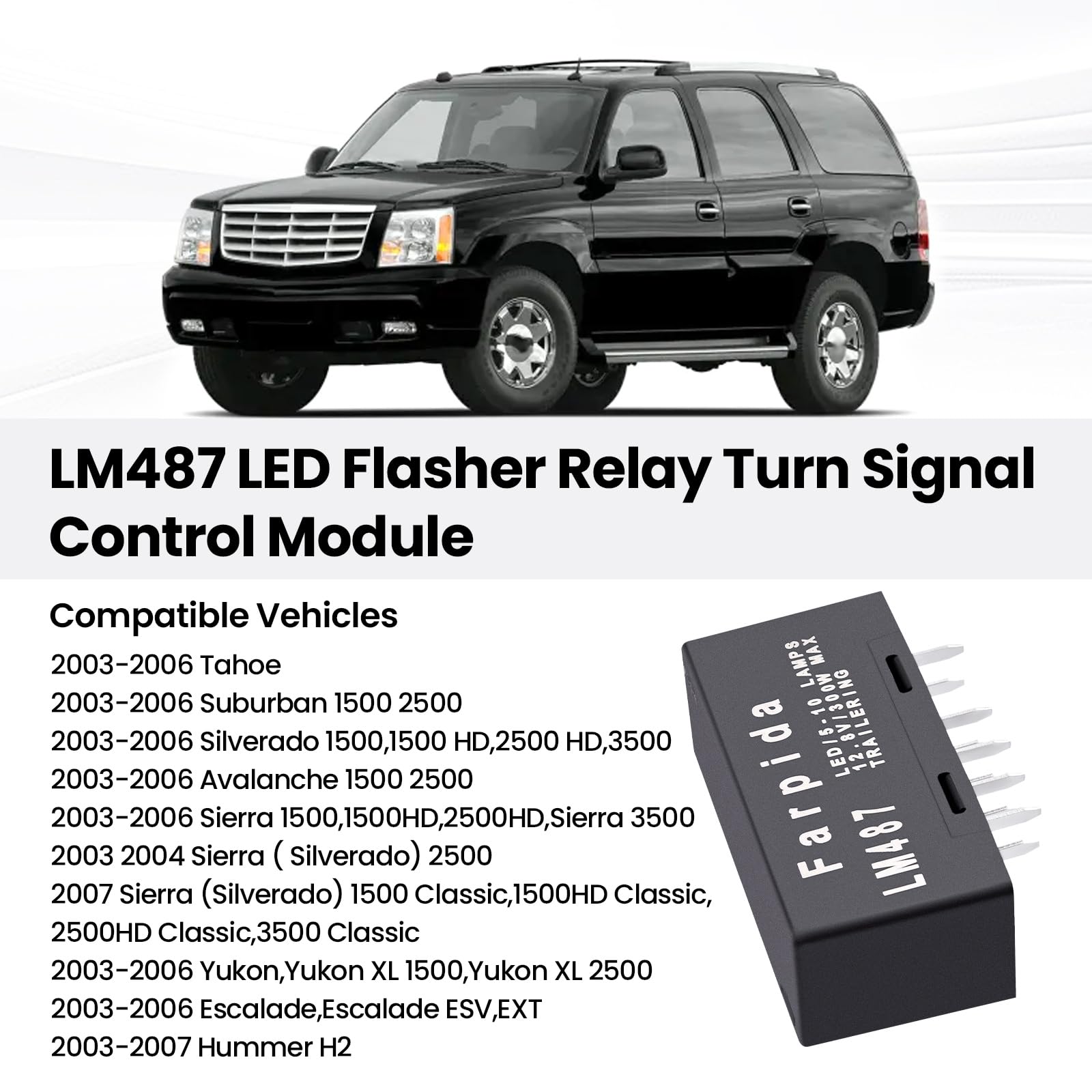 Farpida Lm487 10383321 15764135 15231201 Led Flasher Relay Turn Signal Compatible With Chevy Gmc Cadillac Hummer 2003-2007 Hazar