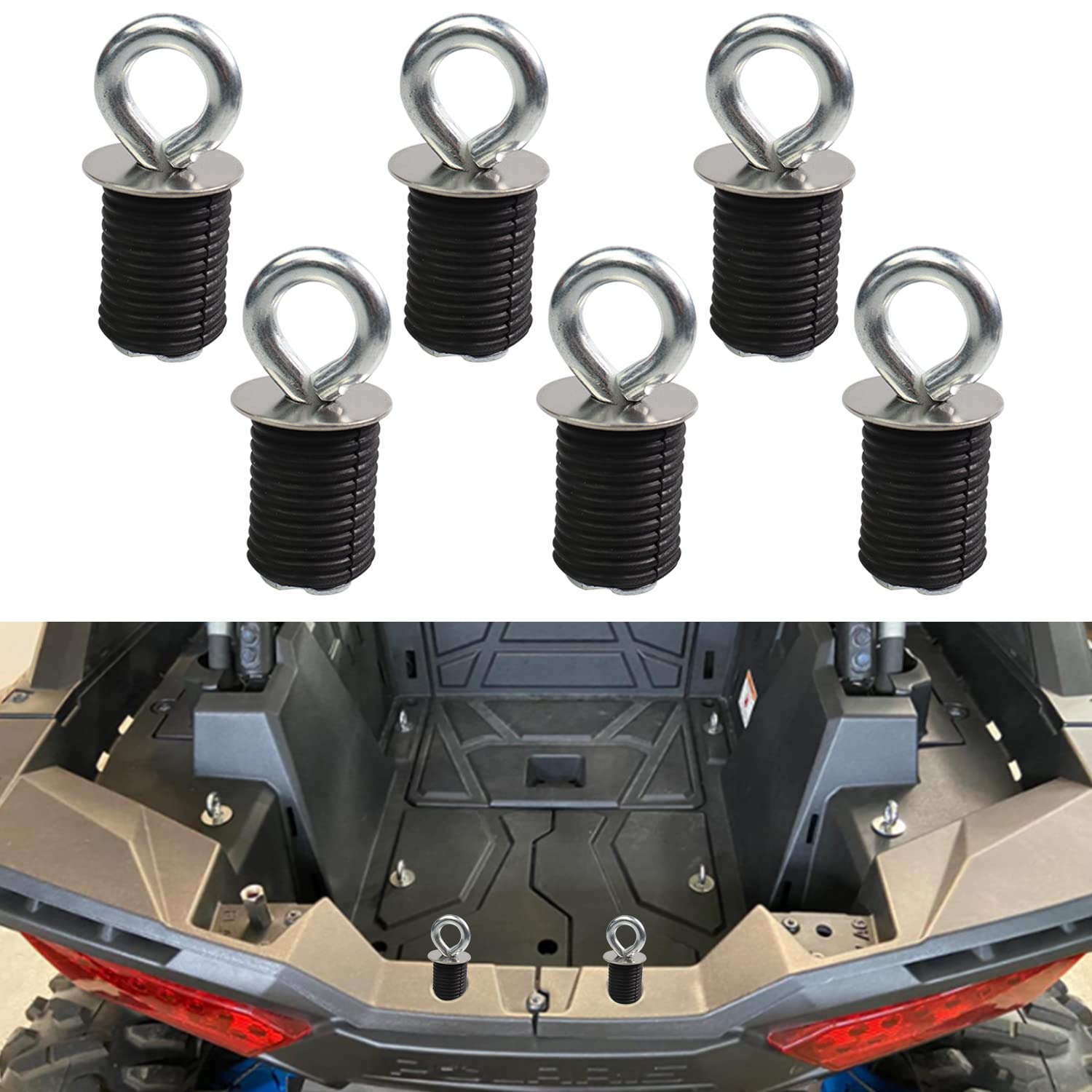 Tie Down Anchors Rubber Bed Anchors Compatible With Polaris Rzr Sportsman Ace 570/450/850 With 1' Hole Not For Ranger Or General Black Set Of 6