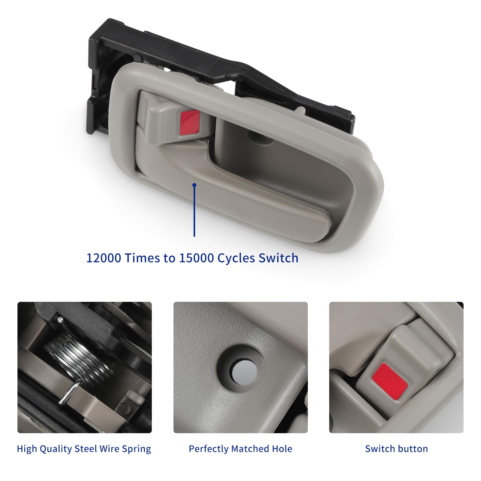 Lcyolada Pair Of Interior Door Handles W/Bezel (Gray) For Toyota Tundra (Standard/Regular/Extended Cabs Only) 2000 2001 2002 200