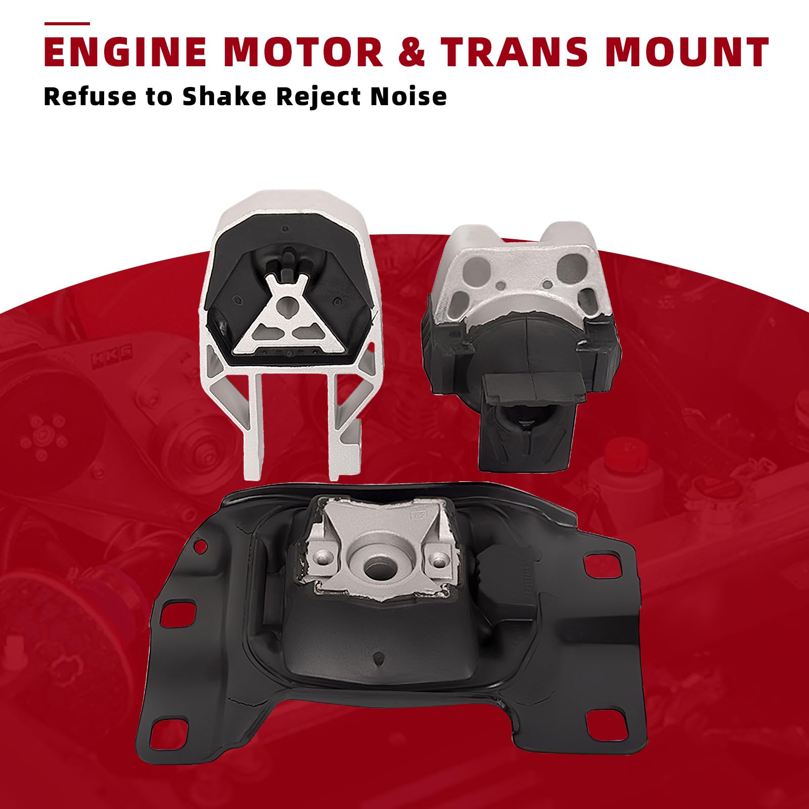 Topaz 3214 3103 3238 Engine Mount & Trans Mount Rear & Front Kit 3Pcs Replacement For Ford Focus 2.0L L4 2012-2018