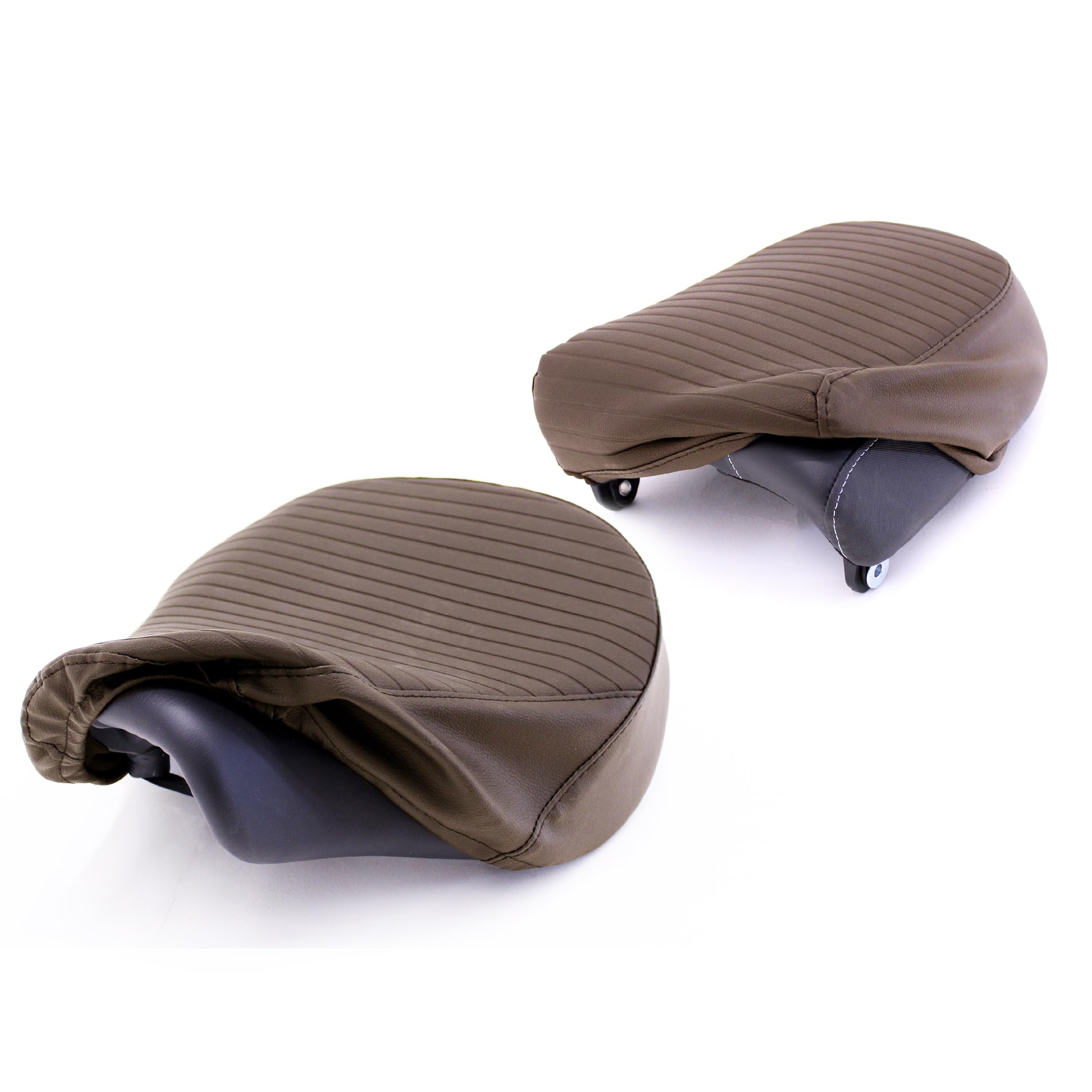 Royal Enfield KXA00135 Brown Pleated Seat Covers for Meteor 350| Motor Bike | Black | Vinyl