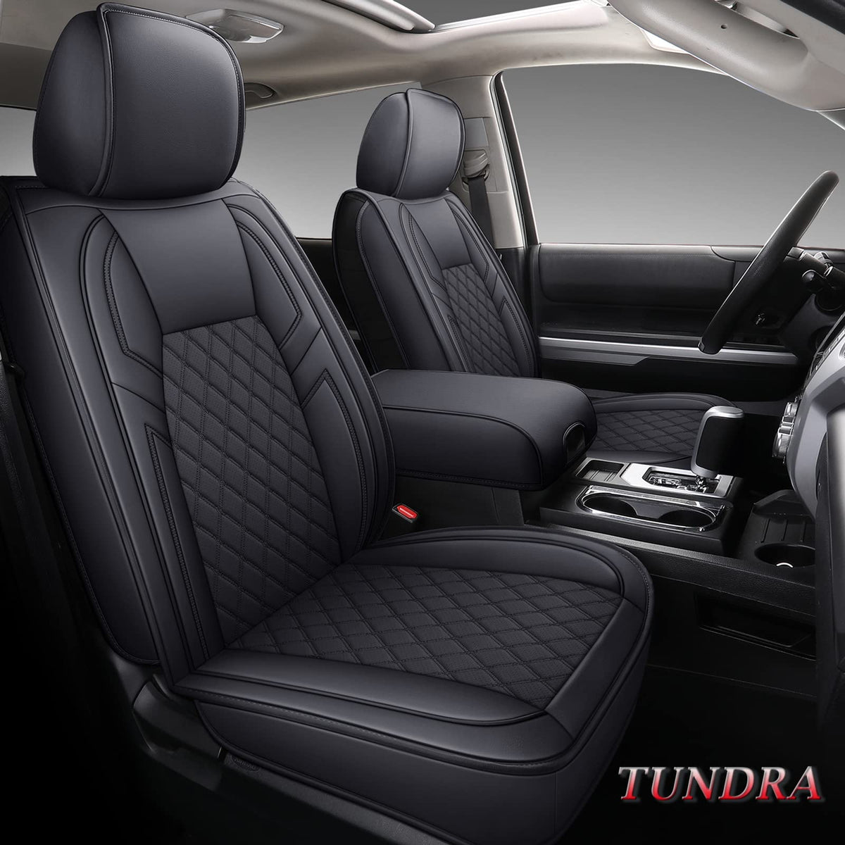 Coverado Toyota Tundra Seat Covers, Leather Car Seat Covers Full Set Automotive Seat Covers Protector Compatible With 2007-2021
