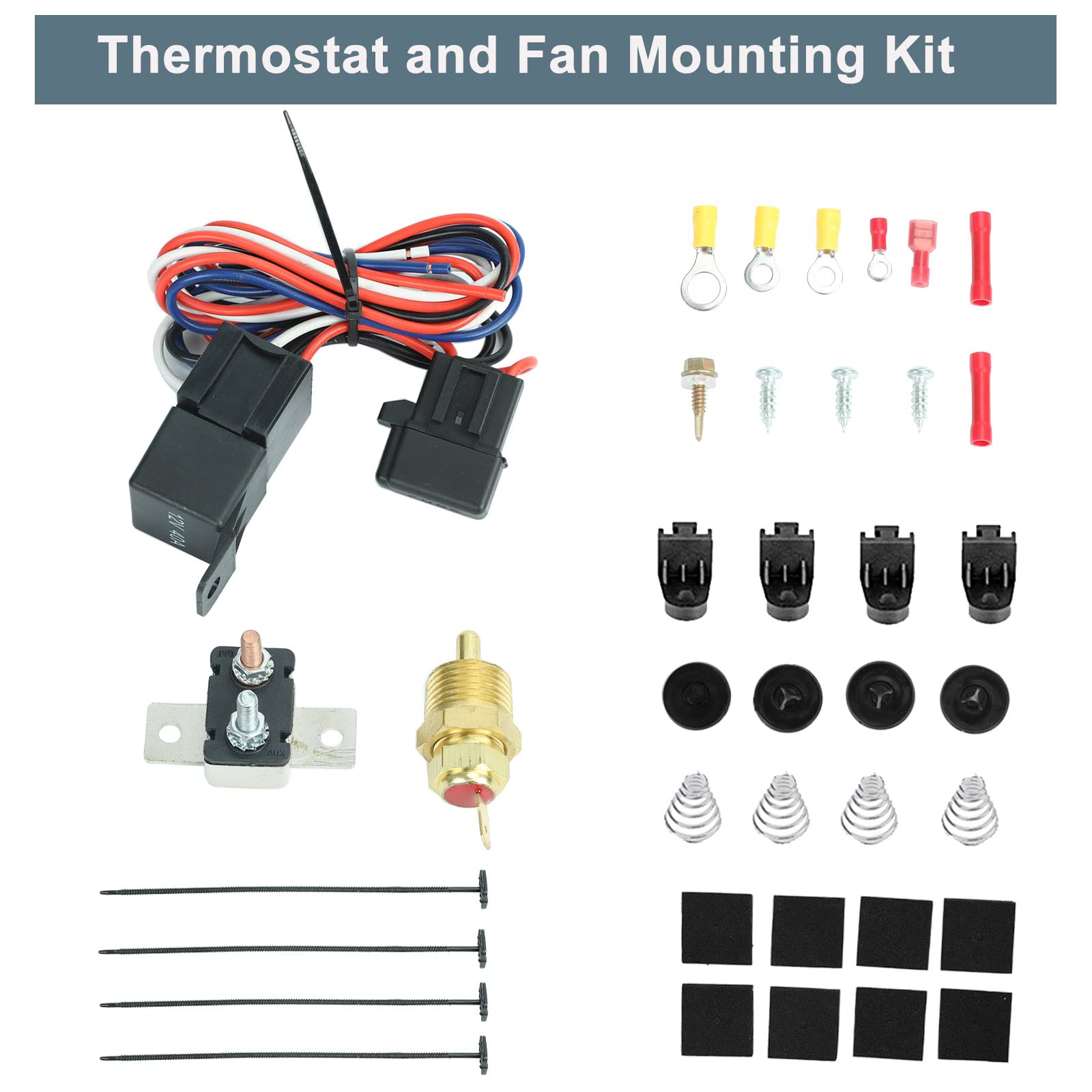 Blackhorse-Racing 12'' Universal Electric Radiator Cooling Fans + Thermostat Relay & Mount Kit