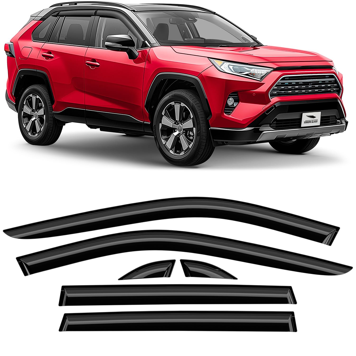 Voron Glass Tape-On Extra Durable Rain Guards For Toyota Rav4 2019-2025, Window Deflectors, Vent Window Visors, 6 Pieces - 10080