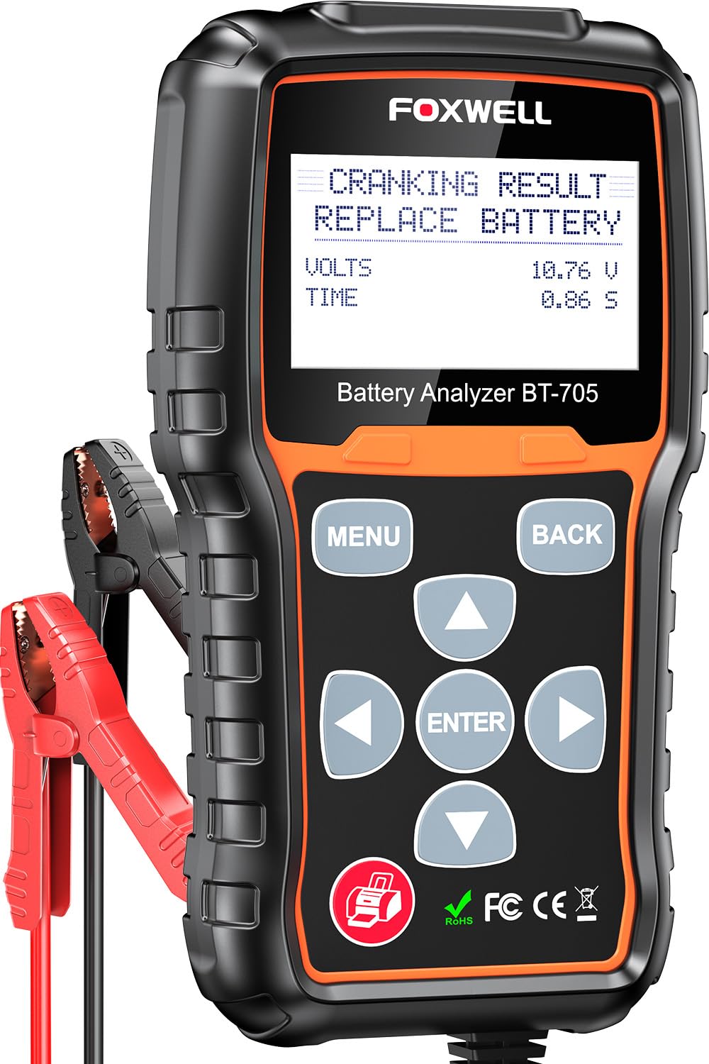 Foxwell Bt705 Car Battery Tester 12V 24V, Automotive 100-2000Cca Battery Load Tester Battery Analyzer Digital Charging System Al