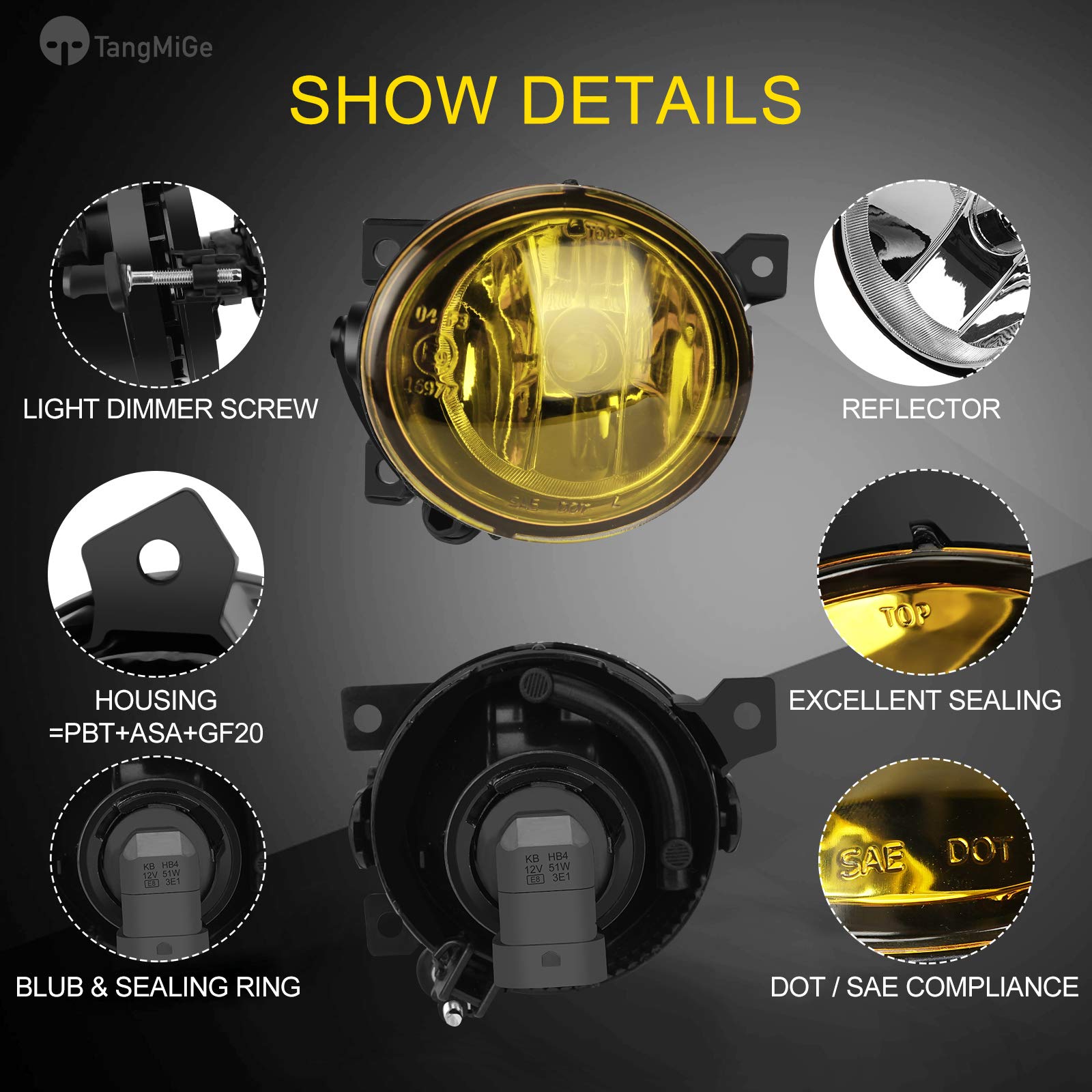 TangMiGe Fog Lights for Volkswagen GTI/Volkswagen Jetta 2006 2007 2008 2009 2010, Premium (VW GTI/Jetta) Fog Lamps Replacement,